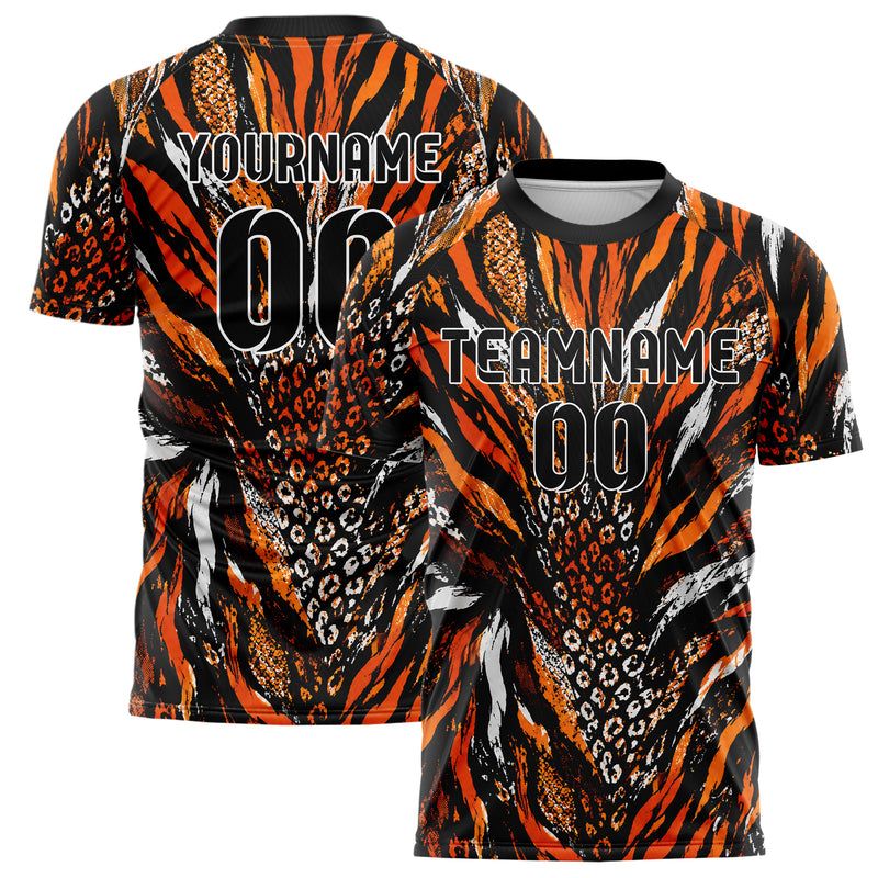 Schwarz dunkles Animal Print Tiger Stripes Design 08-0031 individuelles Fußballtrikot main