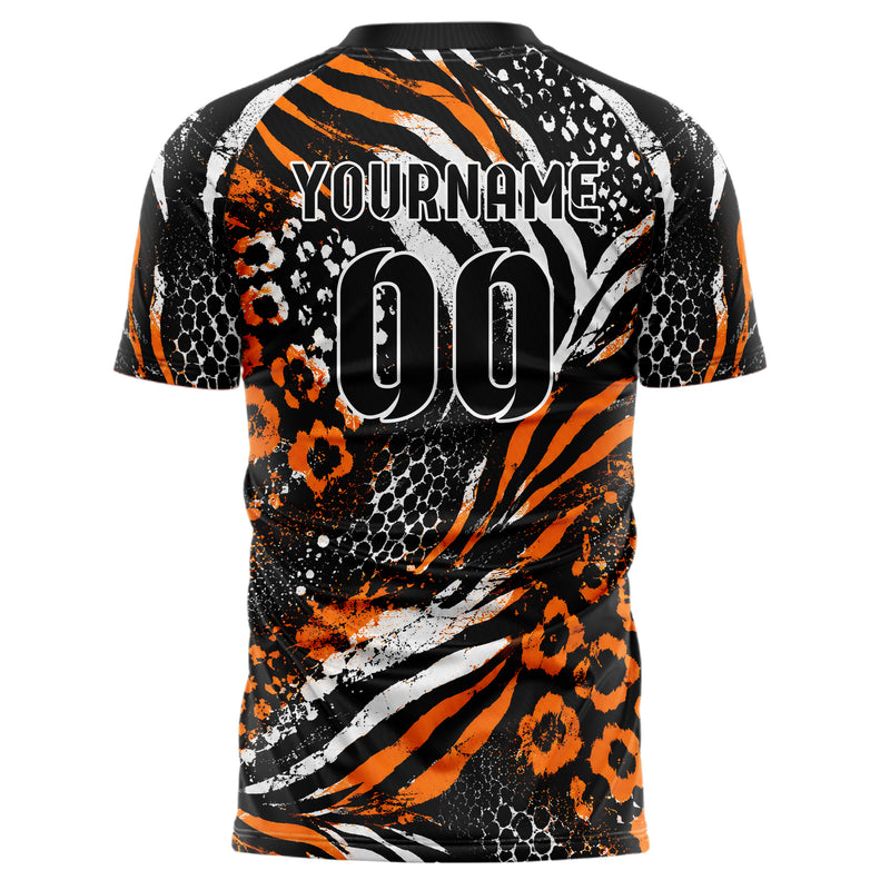 Schwarz dunkles Animal Print Zebra Streifen Design 08-0028 individuelles Fußballtrikot back