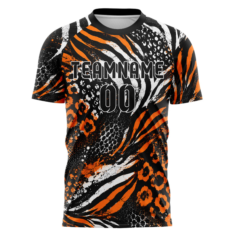 Schwarz dunkles Animal Print Zebra Streifen Design 08-0028 individuelles Fußballtrikot front