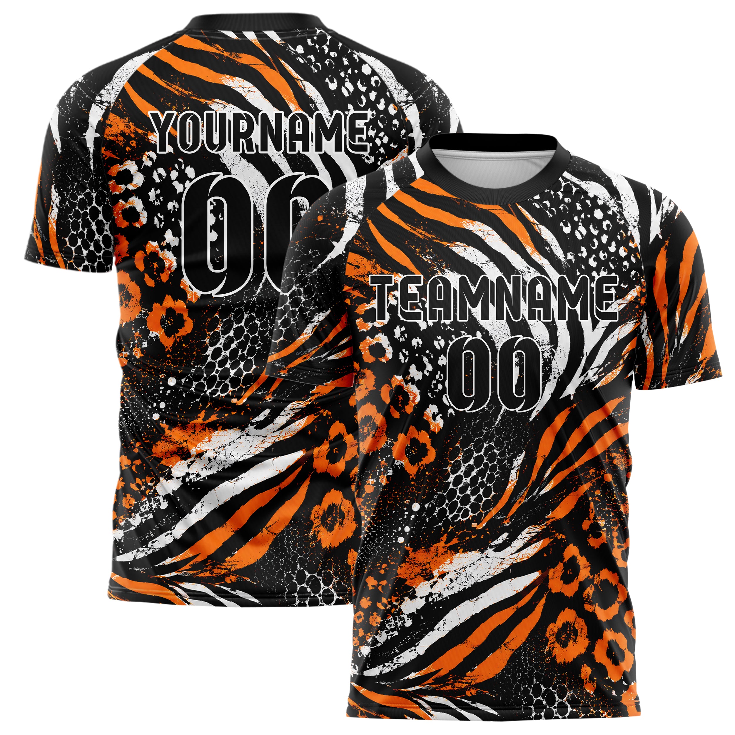 Schwarz dunkles Animal Print Zebra Streifen Design 08-0028 individuelles Fußballtrikot main