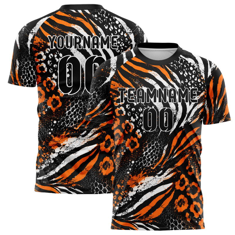 Schwarz dunkles Animal Print Zebra Streifen Design 08-0028 individuelles Fußballtrikot main