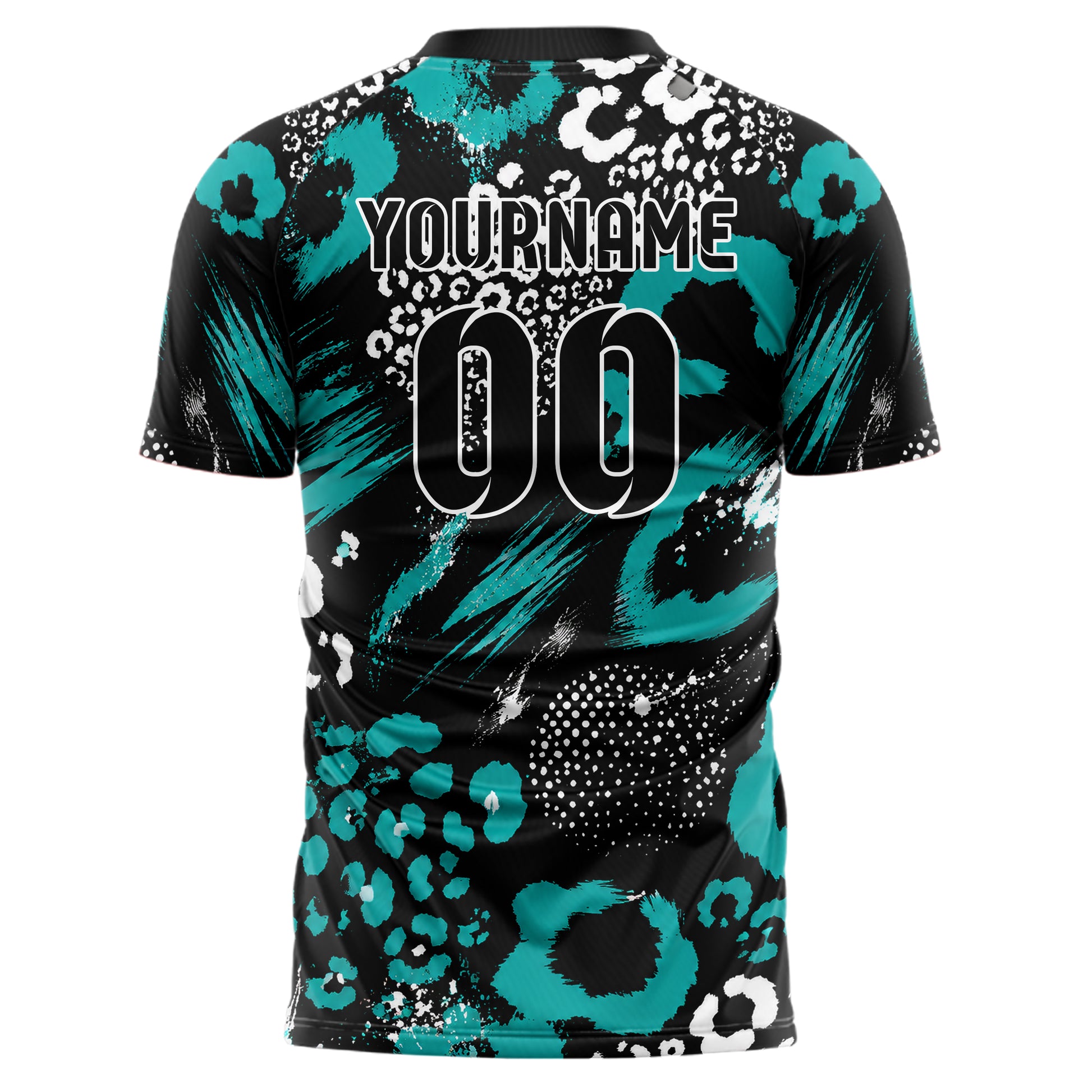 Schwarz lebendiges Animal Print Cheetah Spots Design 08-0023 individuelles Fußballtrikot back