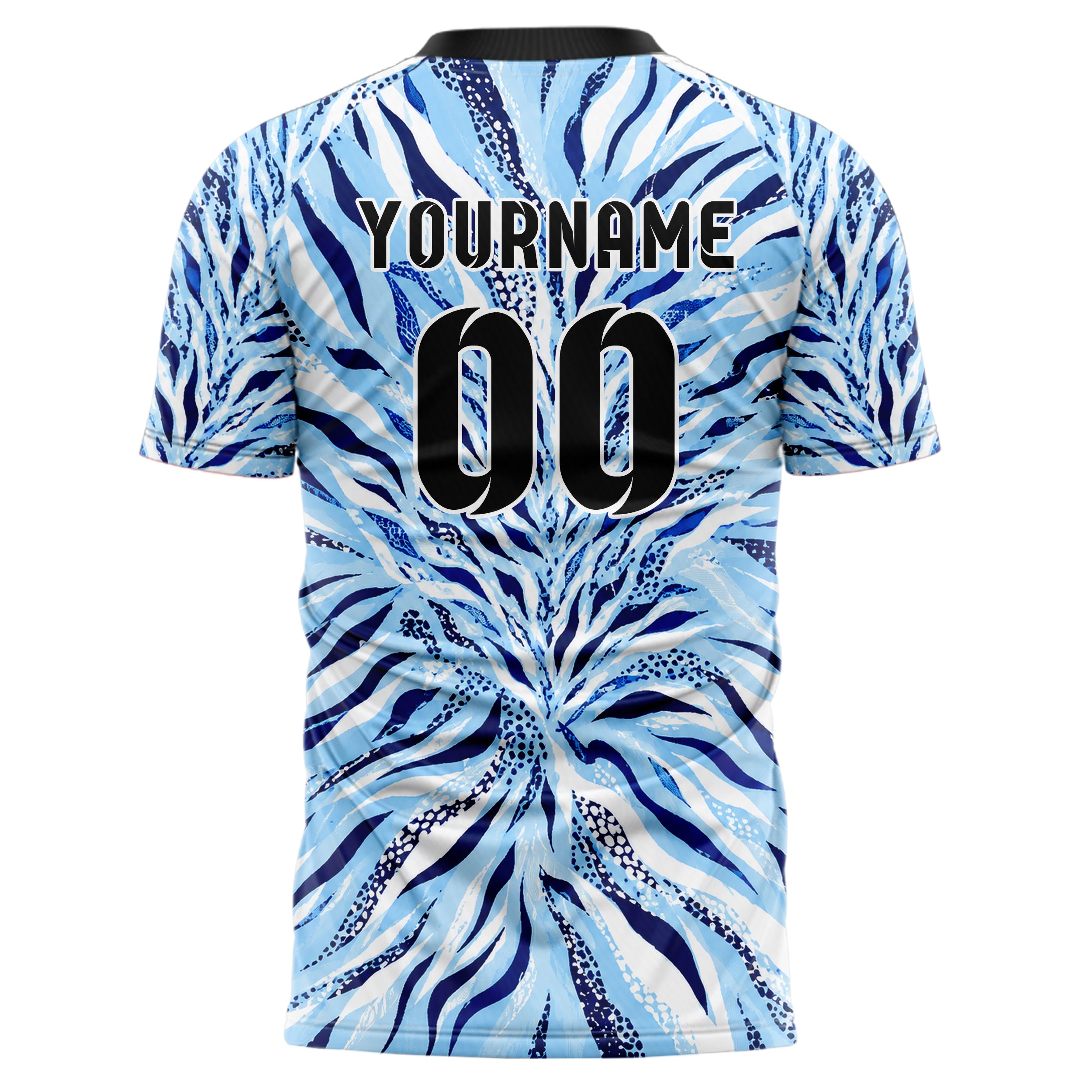 Hellblau klassisches Animal Print Zebra Streifen Design 08-0022 individuelles Fußballtrikot back