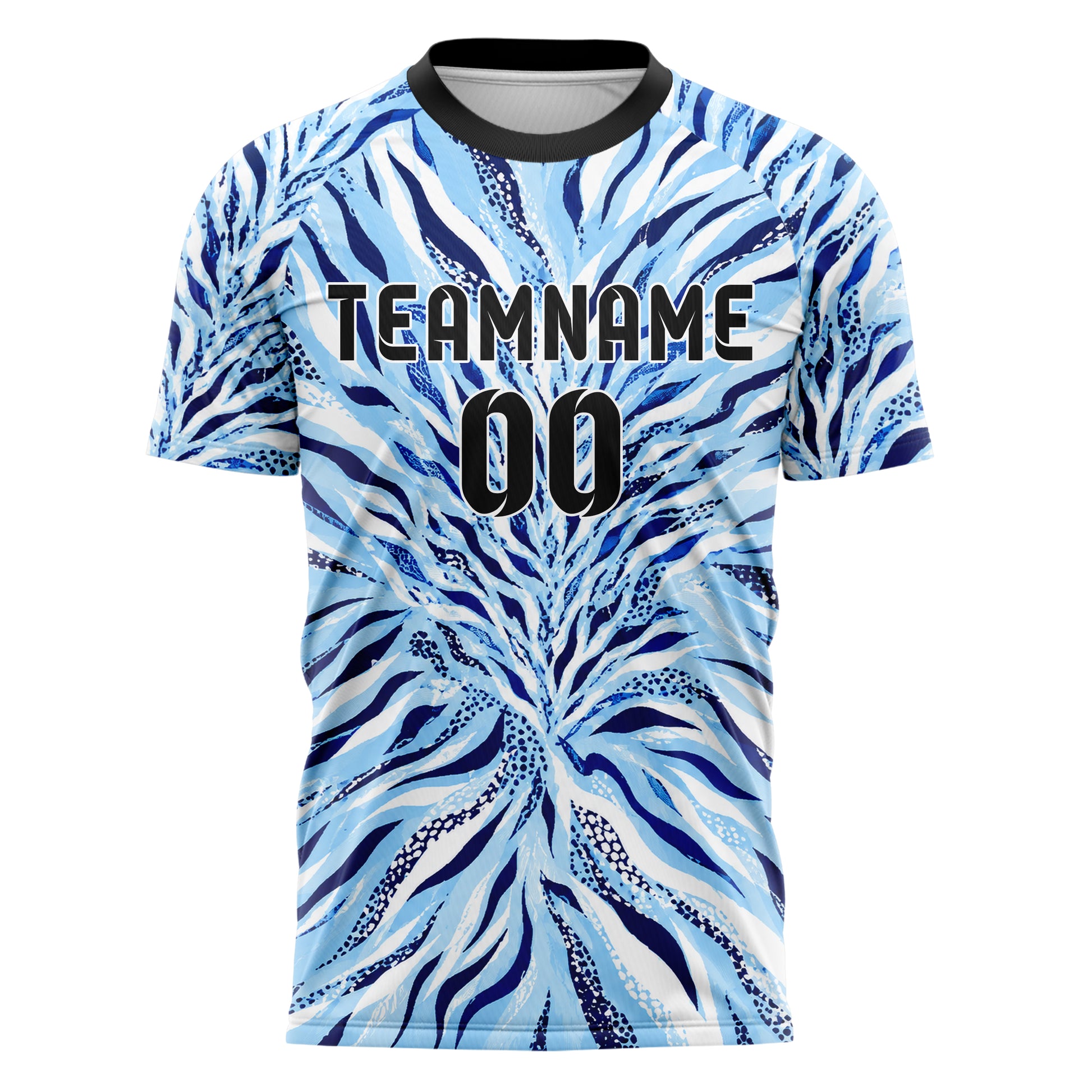 Hellblau klassisches Animal Print Zebra Streifen Design 08-0022 individuelles Fußballtrikot front