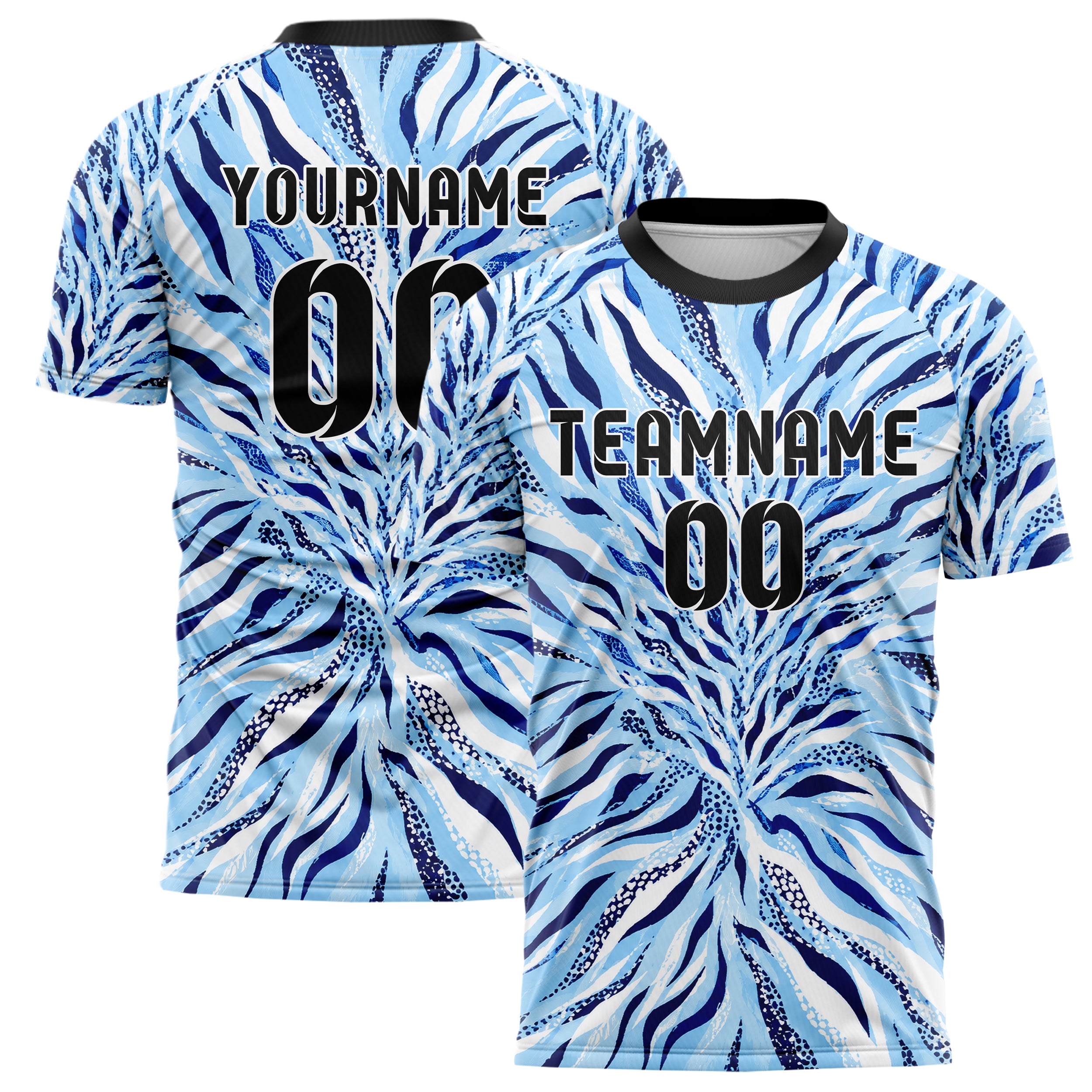 Hellblau klassisches Animal Print Zebra Streifen Design 08-0022 individuelles Fußballtrikot main