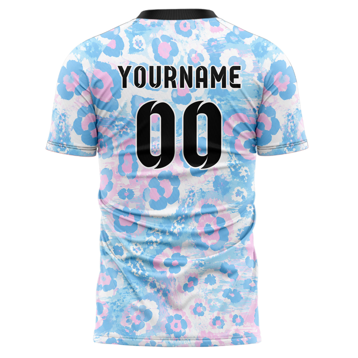 Himmelblau pastelliges Animal Print Cheetah Spots Design 08-0029 individuelles Fußballtrikot back