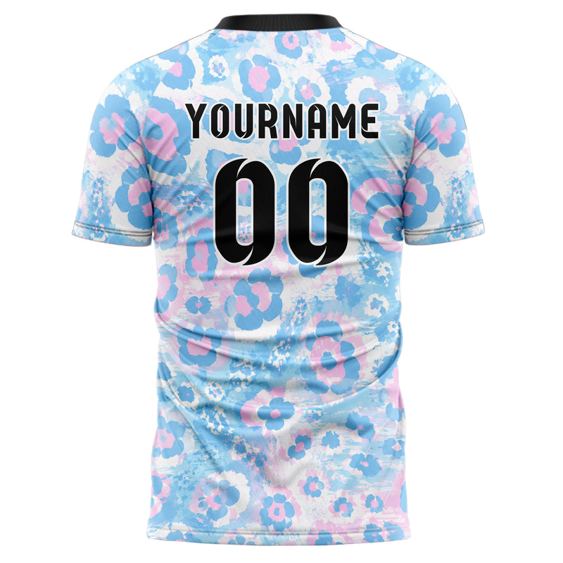 Himmelblau pastelliges Animal Print Cheetah Spots Design 08-0029 individuelles Fußballtrikot back