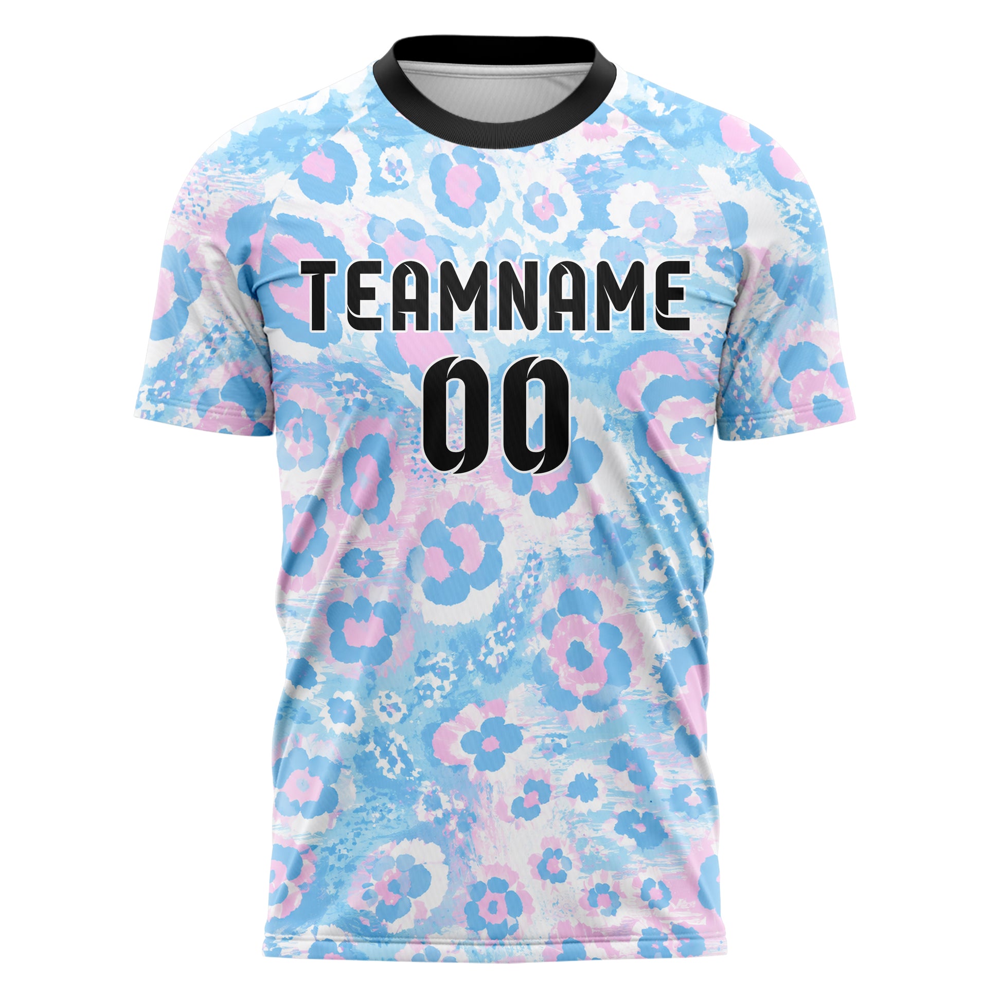 Himmelblau pastelliges Animal Print Cheetah Spots Design 08-0029 individuelles Fußballtrikot front