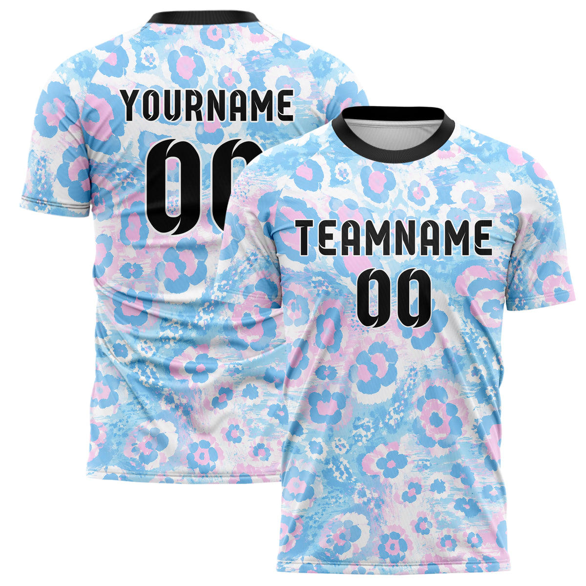 Himmelblau pastelliges Animal Print Cheetah Spots Design 08-0029 individuelles Fußballtrikot main