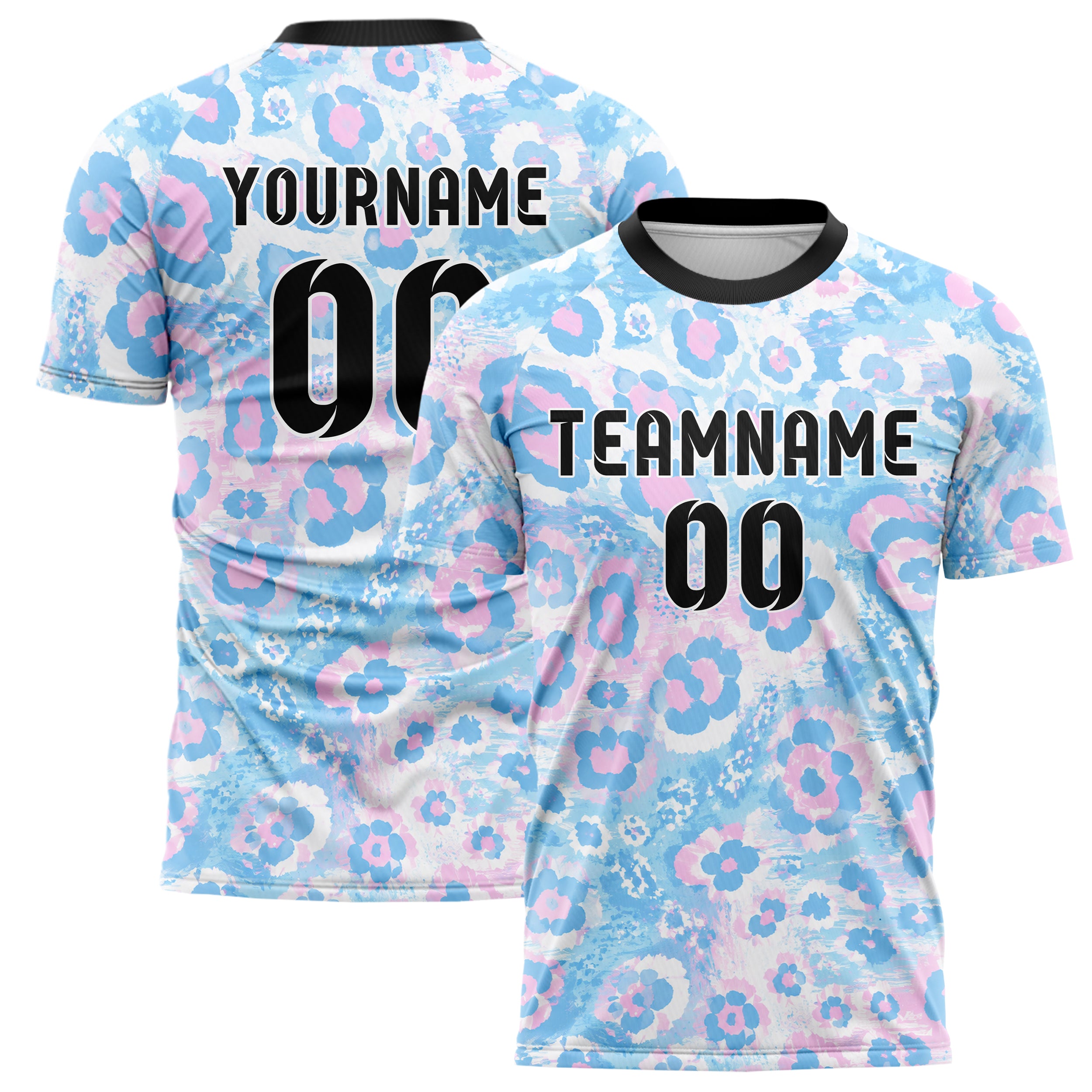Himmelblau pastelliges Animal Print Cheetah Spots Design 08-0029 individuelles Fußballtrikot main