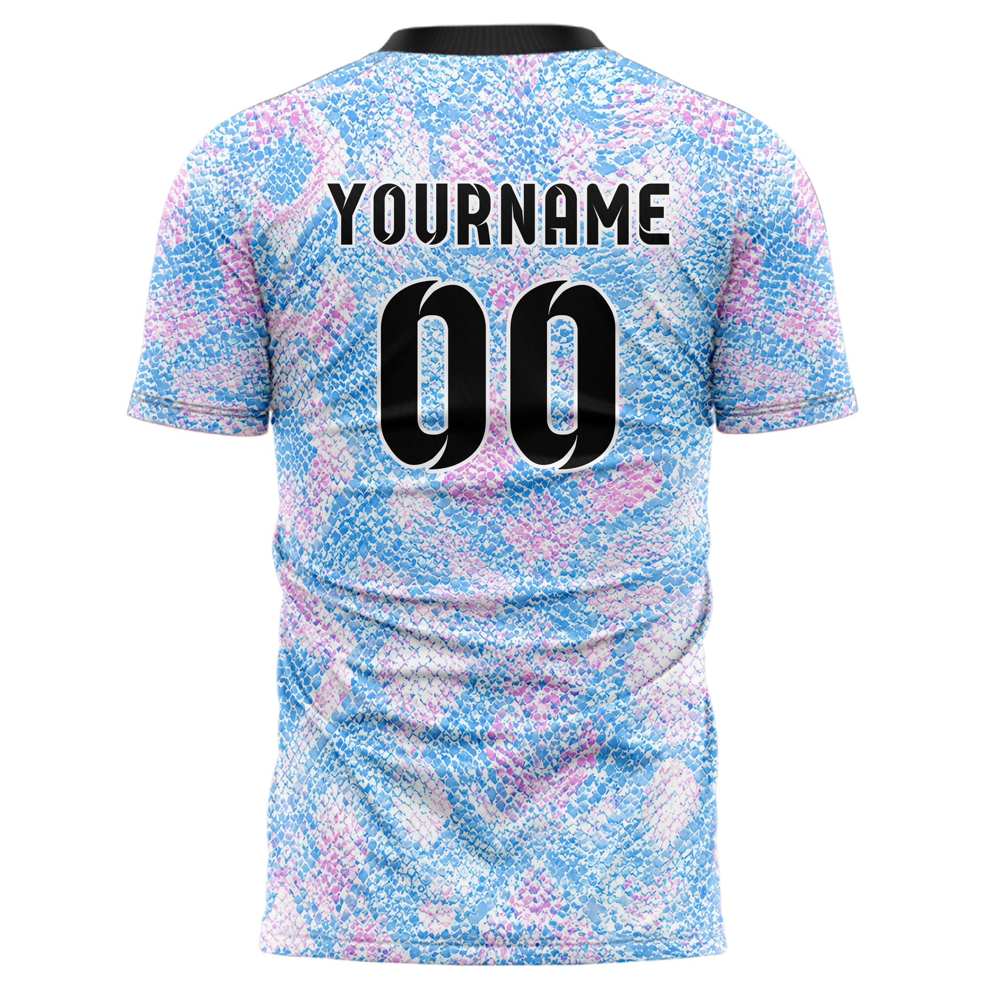 Himmelblau pastelliges Animal Print Snake Scales Design 08-0014 individuelles Fußballtrikot back
