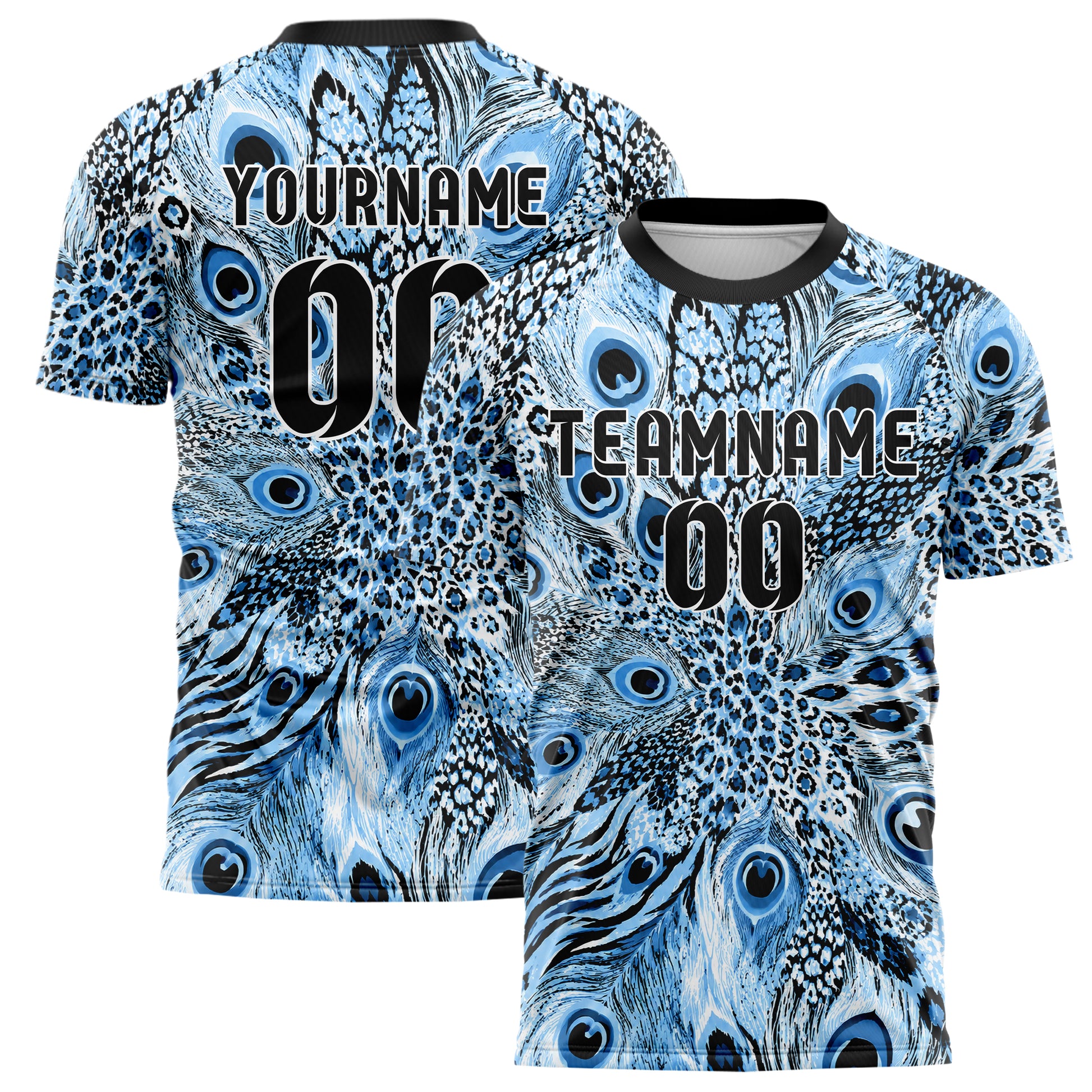 Puderblau lebendiges Animal Print Peacock Feather Design 08-0027 individuelles Fußballtrikot main