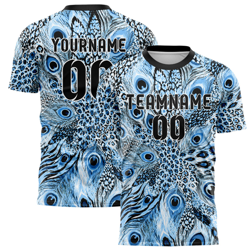 Puderblau lebendiges Animal Print Peacock Feather Design 08-0027 individuelles Fußballtrikot main