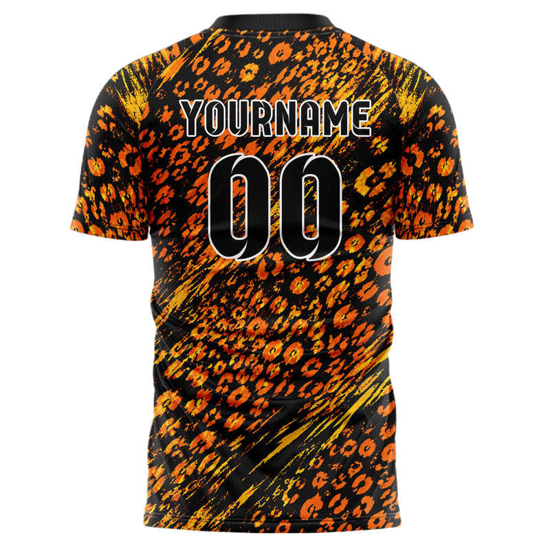 Schwarz dunkles Animal Print Cheetah Spots Design 08-0011 individuelles Fußballtrikot back
