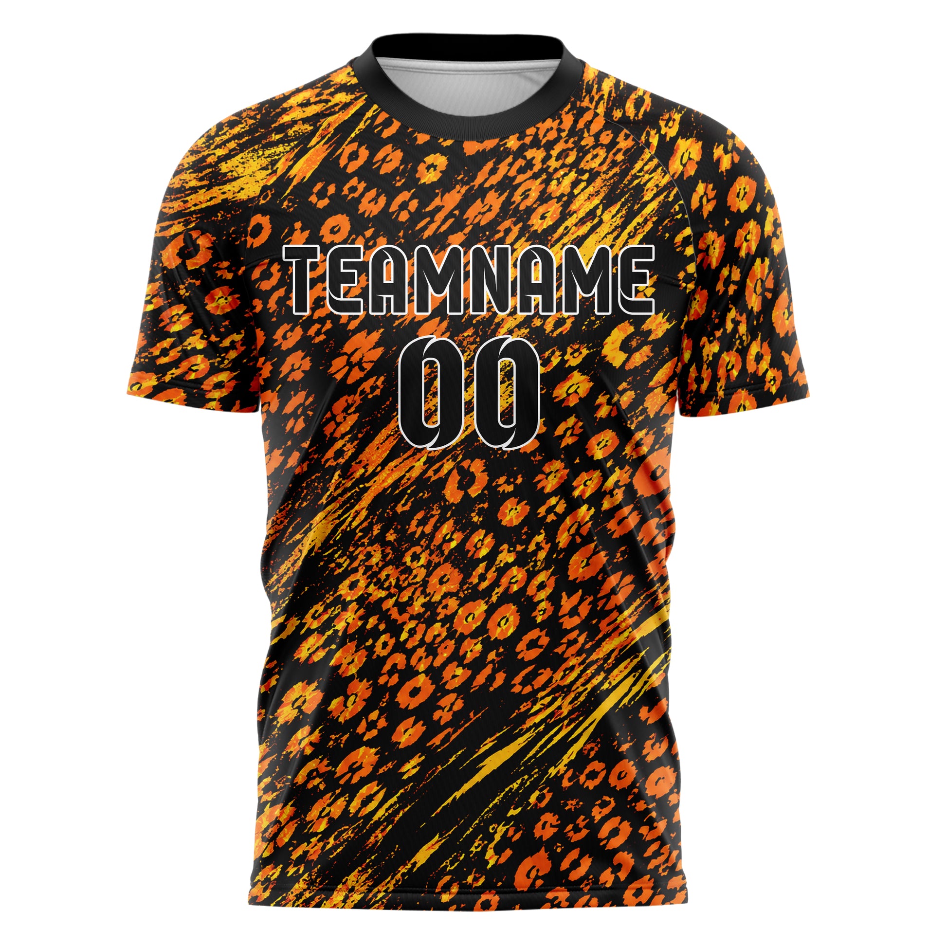 Schwarz dunkles Animal Print Cheetah Spots Design 08-0011 individuelles Fußballtrikot front