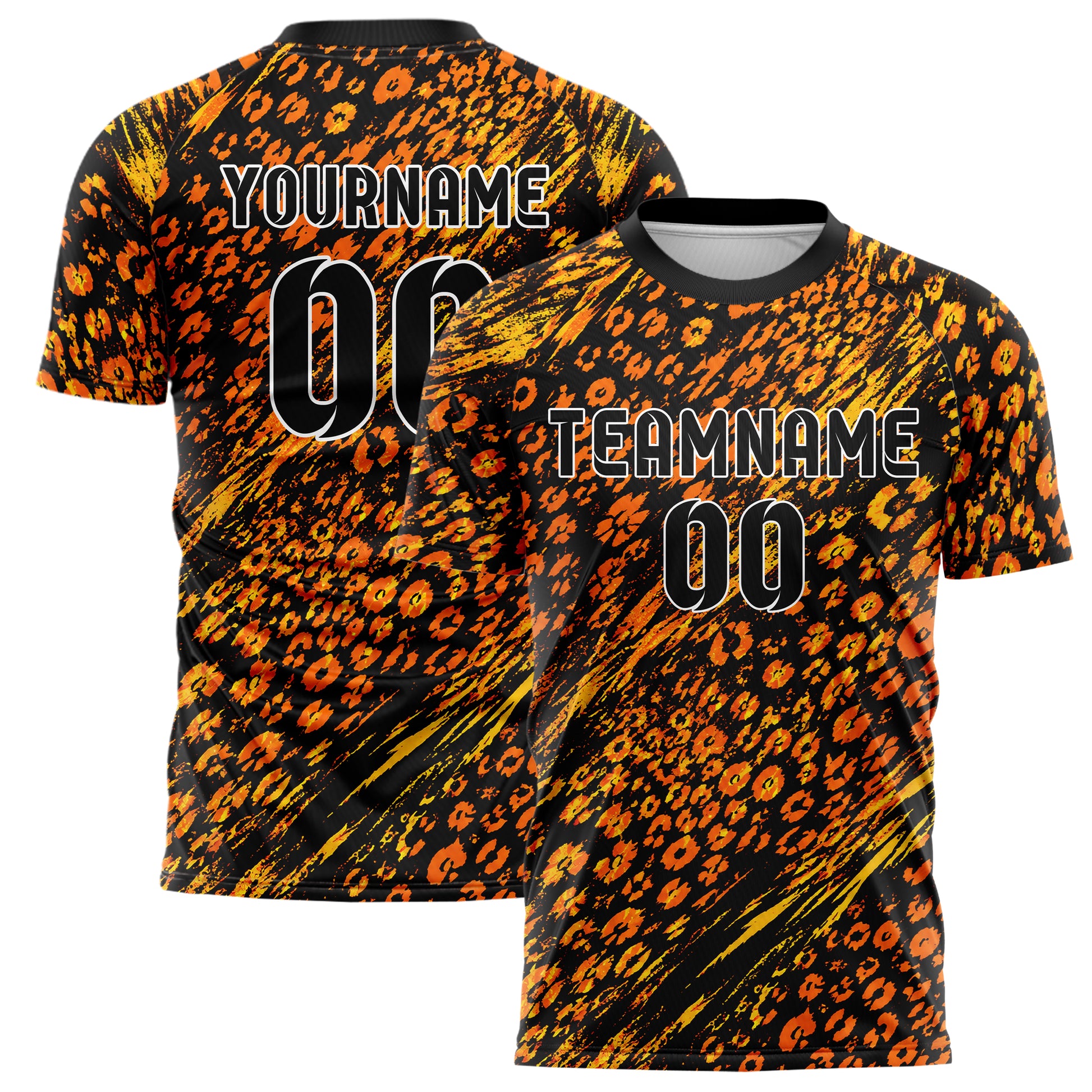 Schwarz dunkles Animal Print Cheetah Spots Design 08-0011 individuelles Fußballtrikot main