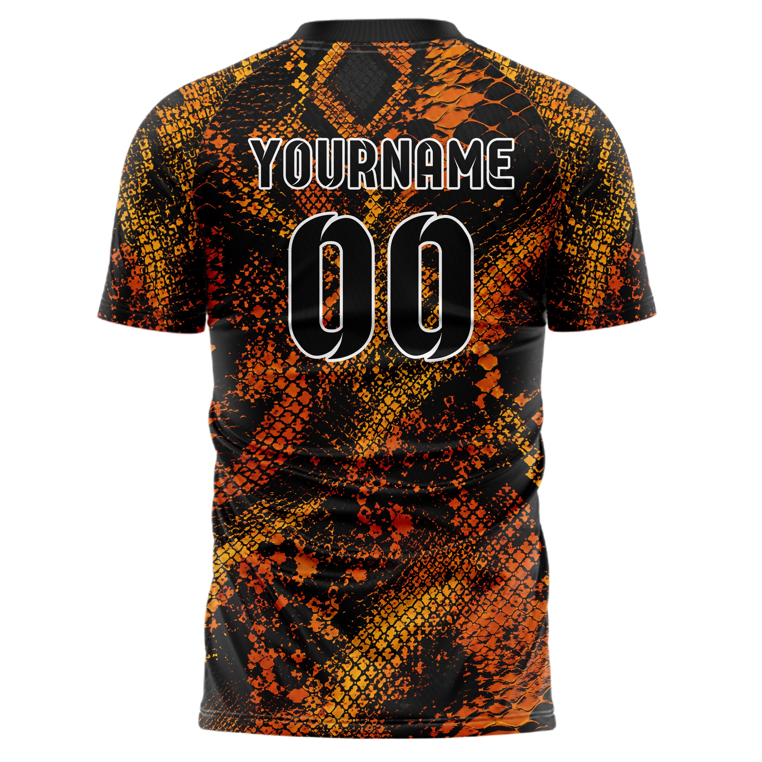 Schwarz dunkles Animal Print Snake Scales Design 08-0026 individuelles Fußballtrikot back