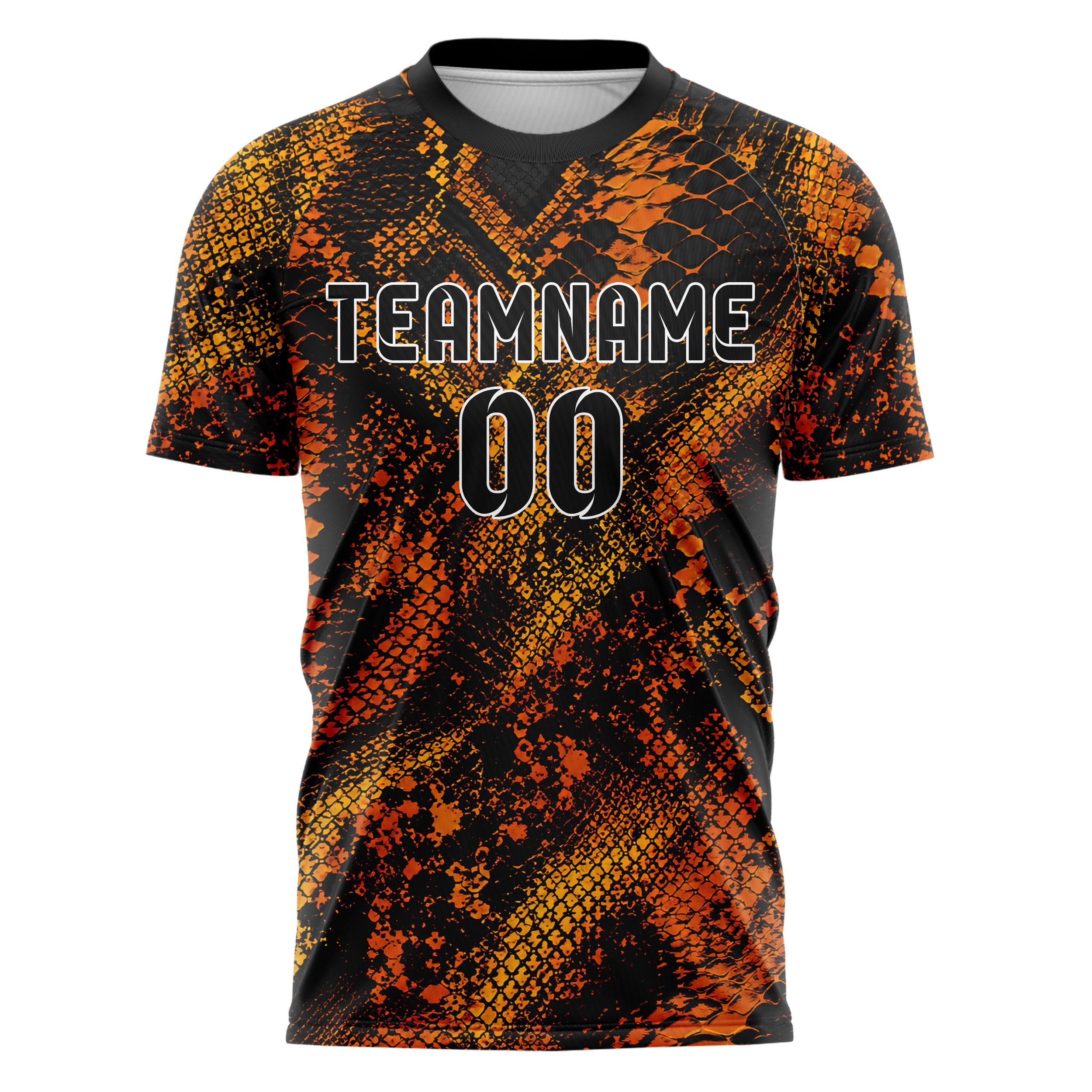 Schwarz dunkles Animal Print Snake Scales Design 08-0026 individuelles Fußballtrikot front
