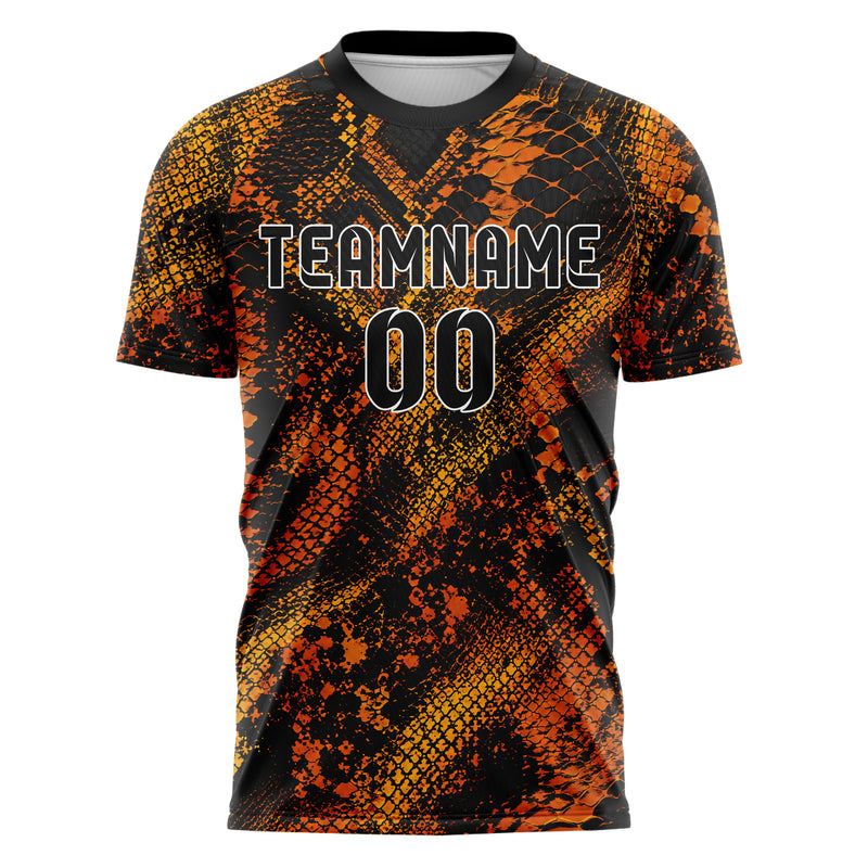 Schwarz dunkles Animal Print Snake Scales Design 08-0026 individuelles Fußballtrikot front
