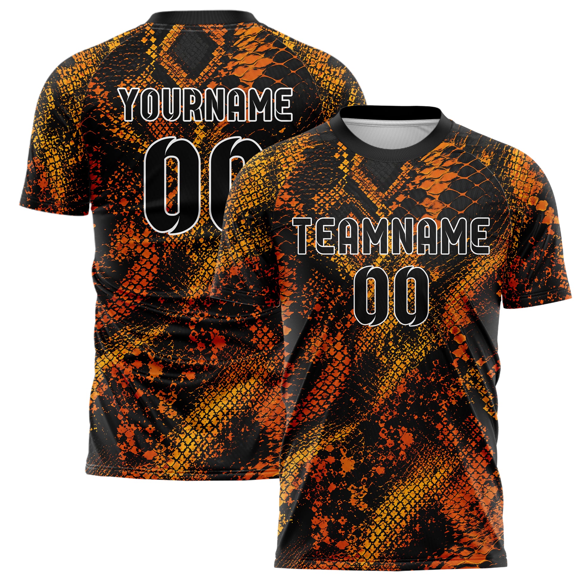 Schwarz dunkles Animal Print Snake Scales Design 08-0026 individuelles Fußballtrikot main