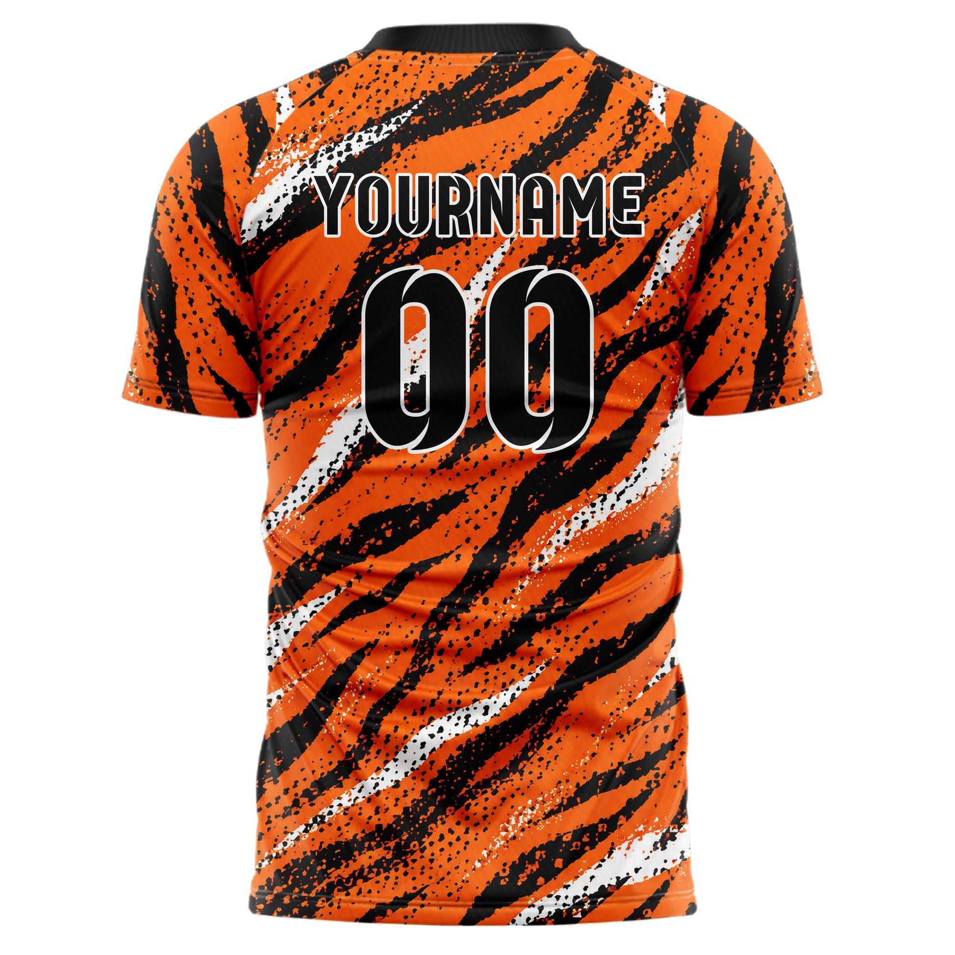 Orange lebendiges Animal Print Zebra Streifen Design 08-0010 individuelles Fußballtrikot back