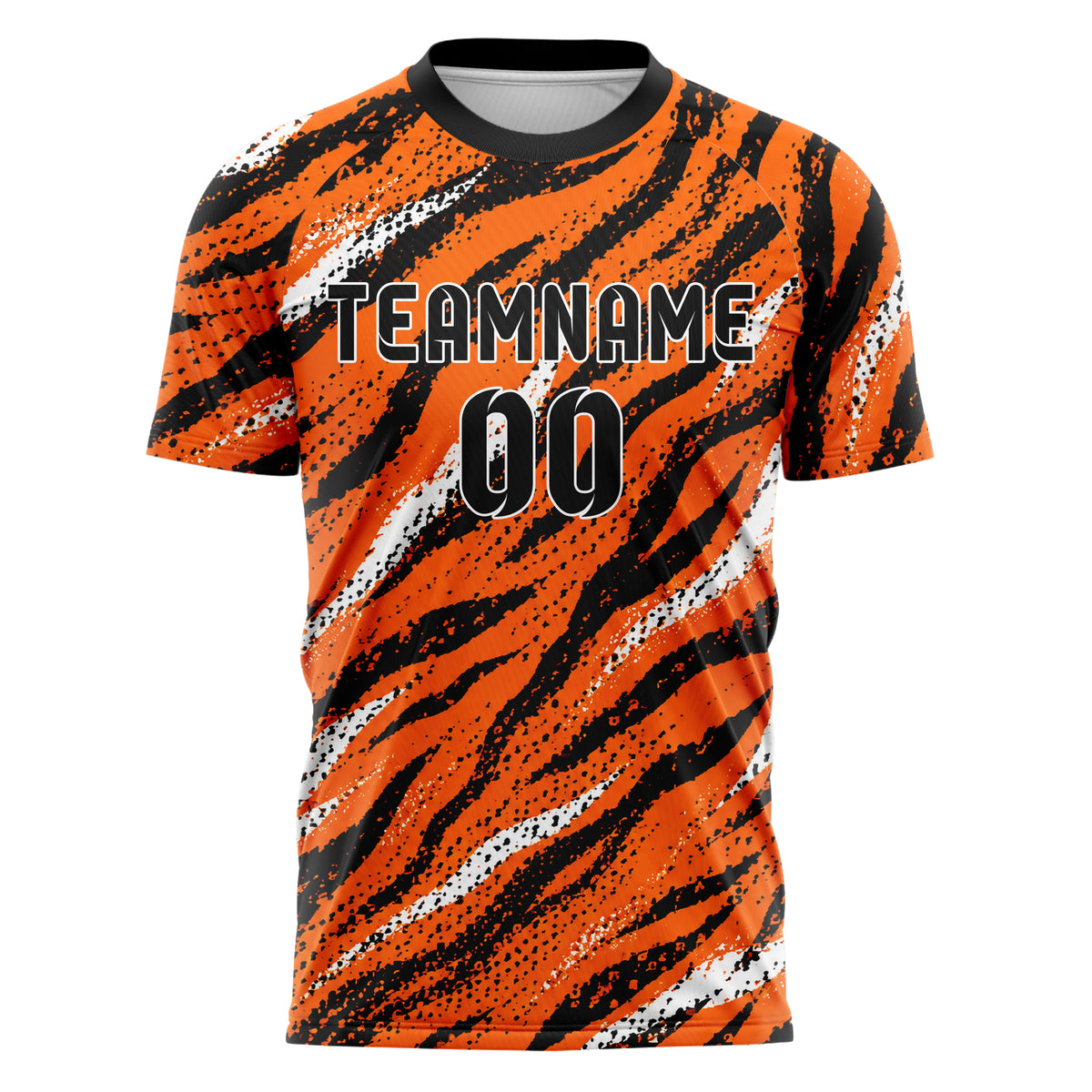 Orange lebendiges Animal Print Zebra Streifen Design 08-0010 individuelles Fußballtrikot front