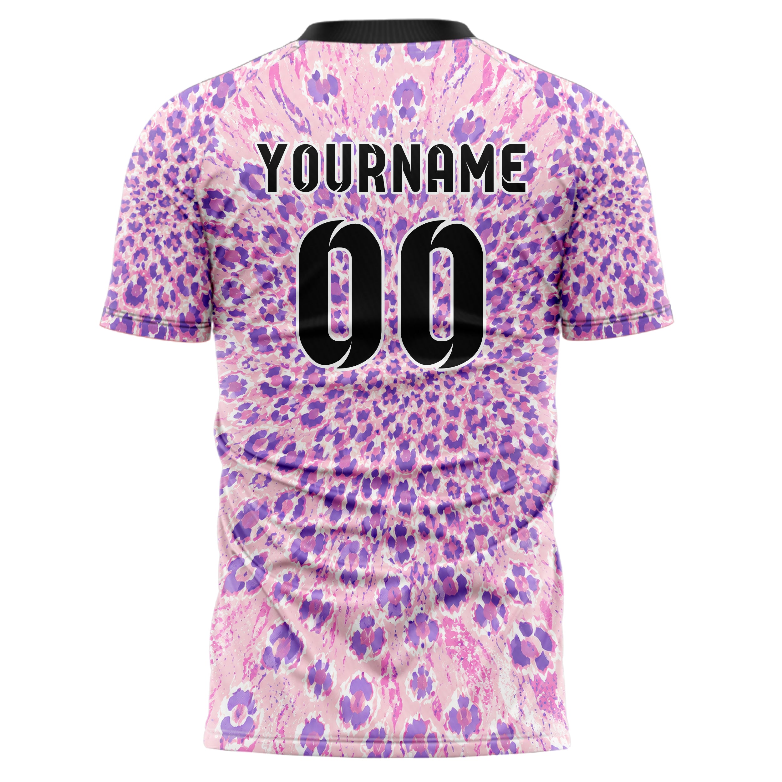 Hellrosa pastelliges Animal Print Leopard Rosettes Design 08-0012 individuelles Fußballtrikot back