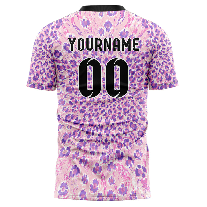 Hellrosa pastelliges Animal Print Leopard Rosettes Design 08-0012 individuelles Fußballtrikot back