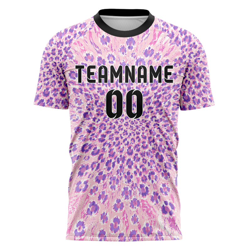 Hellrosa pastelliges Animal Print Leopard Rosettes Design 08-0012 individuelles Fußballtrikot front