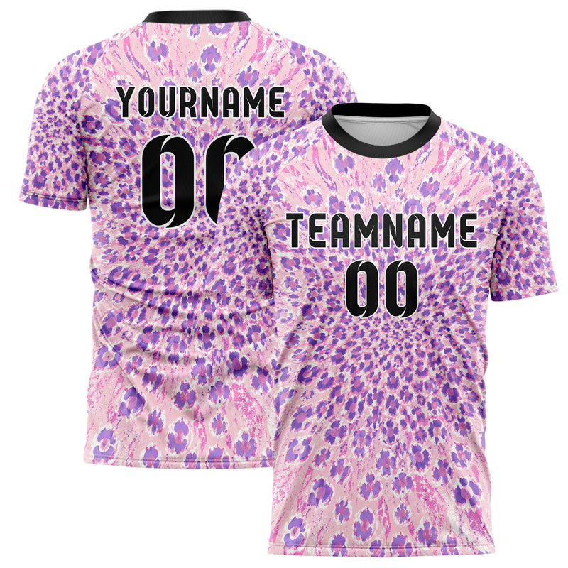 Hellrosa pastelliges Animal Print Leopard Rosettes Design 08-0012 individuelles Fußballtrikot main