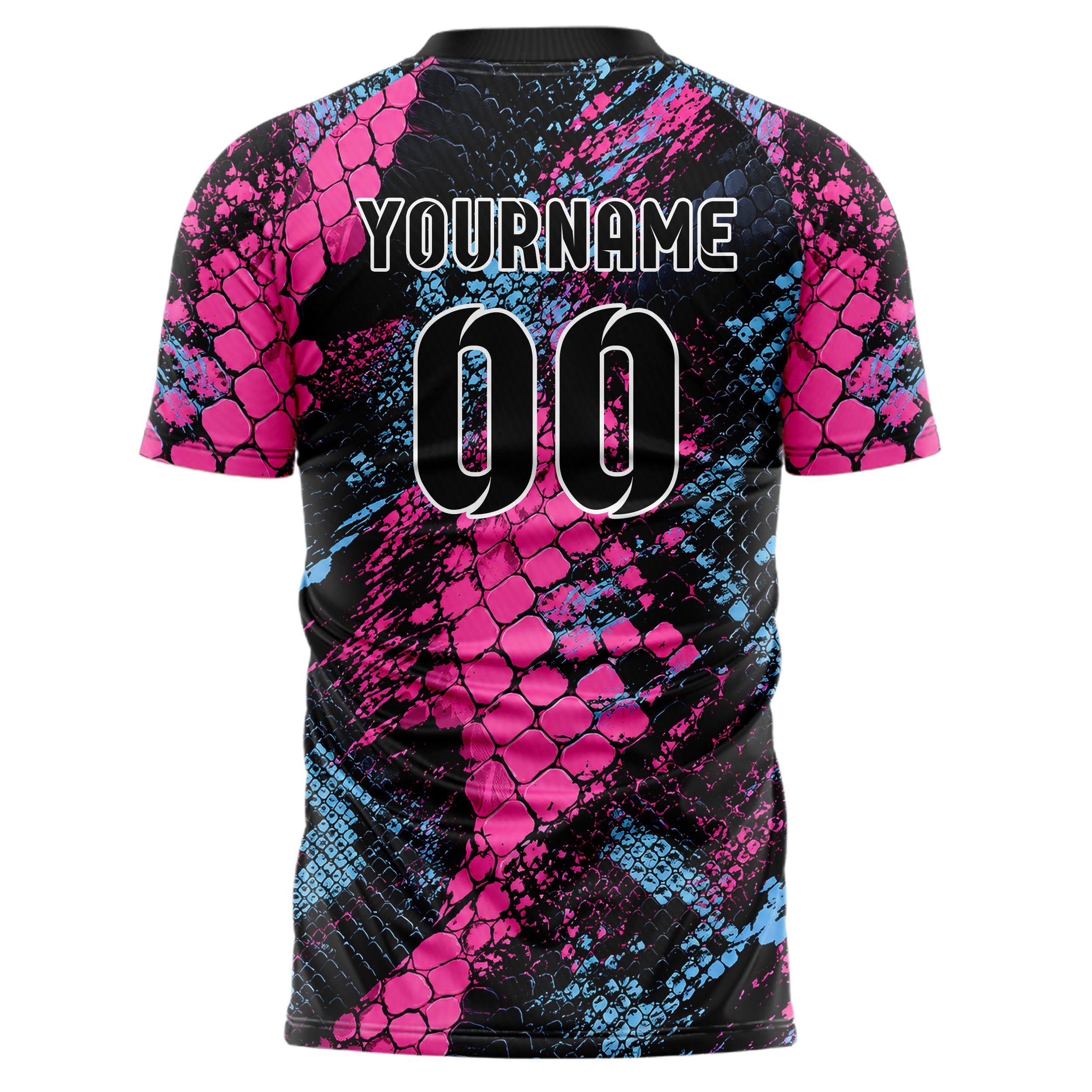 Schwarz lebendiges Animal Print Snake Scales Design 08-0020 individuelles Fußballtrikot back