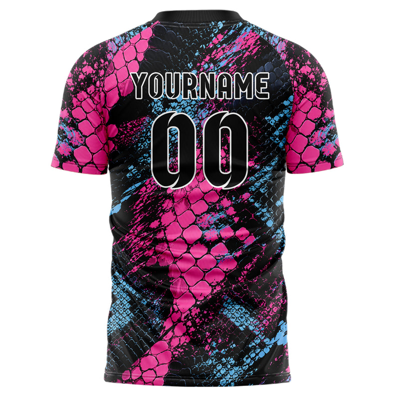 Schwarz lebendiges Animal Print Snake Scales Design 08-0020 individuelles Fußballtrikot back