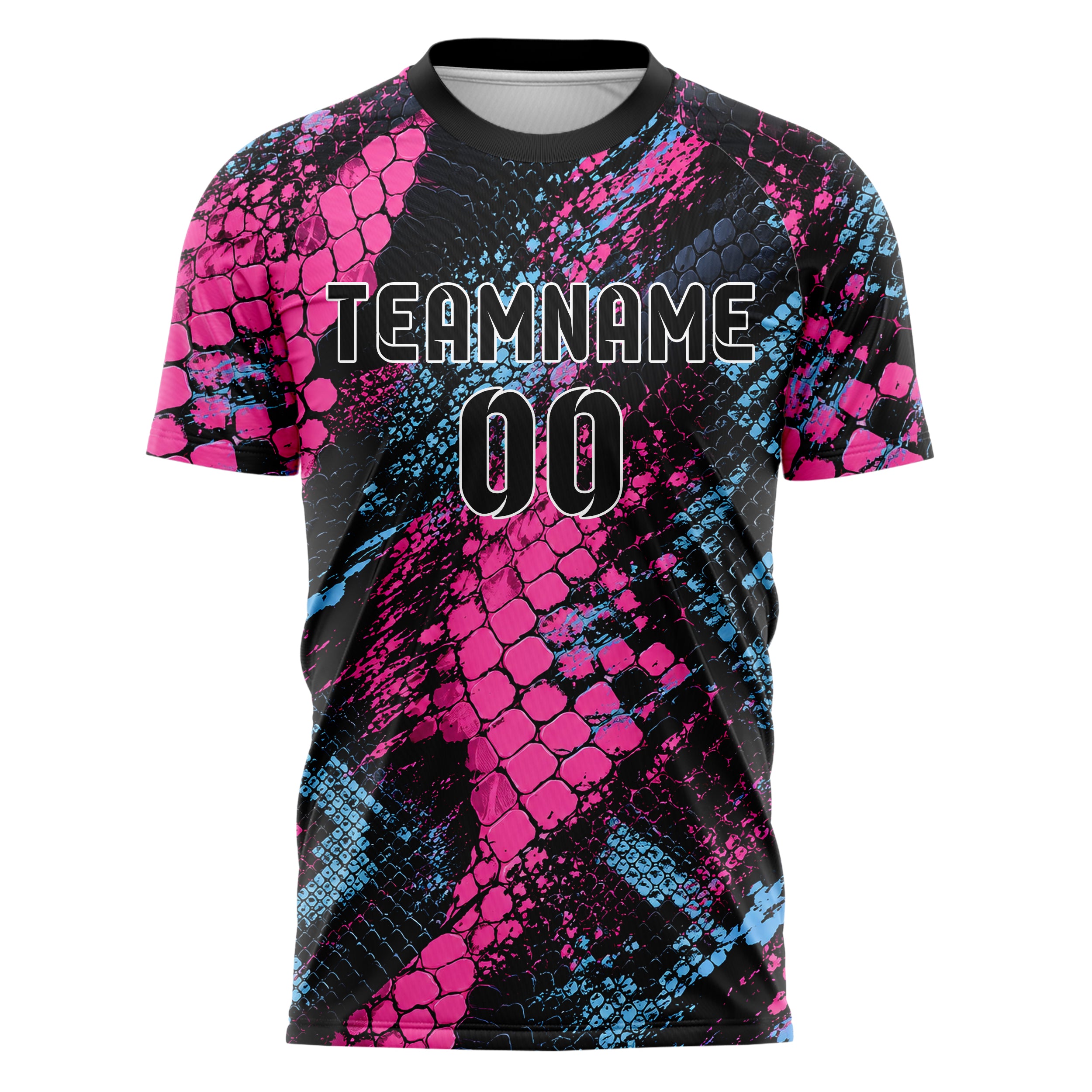 Schwarz lebendiges Animal Print Snake Scales Design 08-0020 individuelles Fußballtrikot front