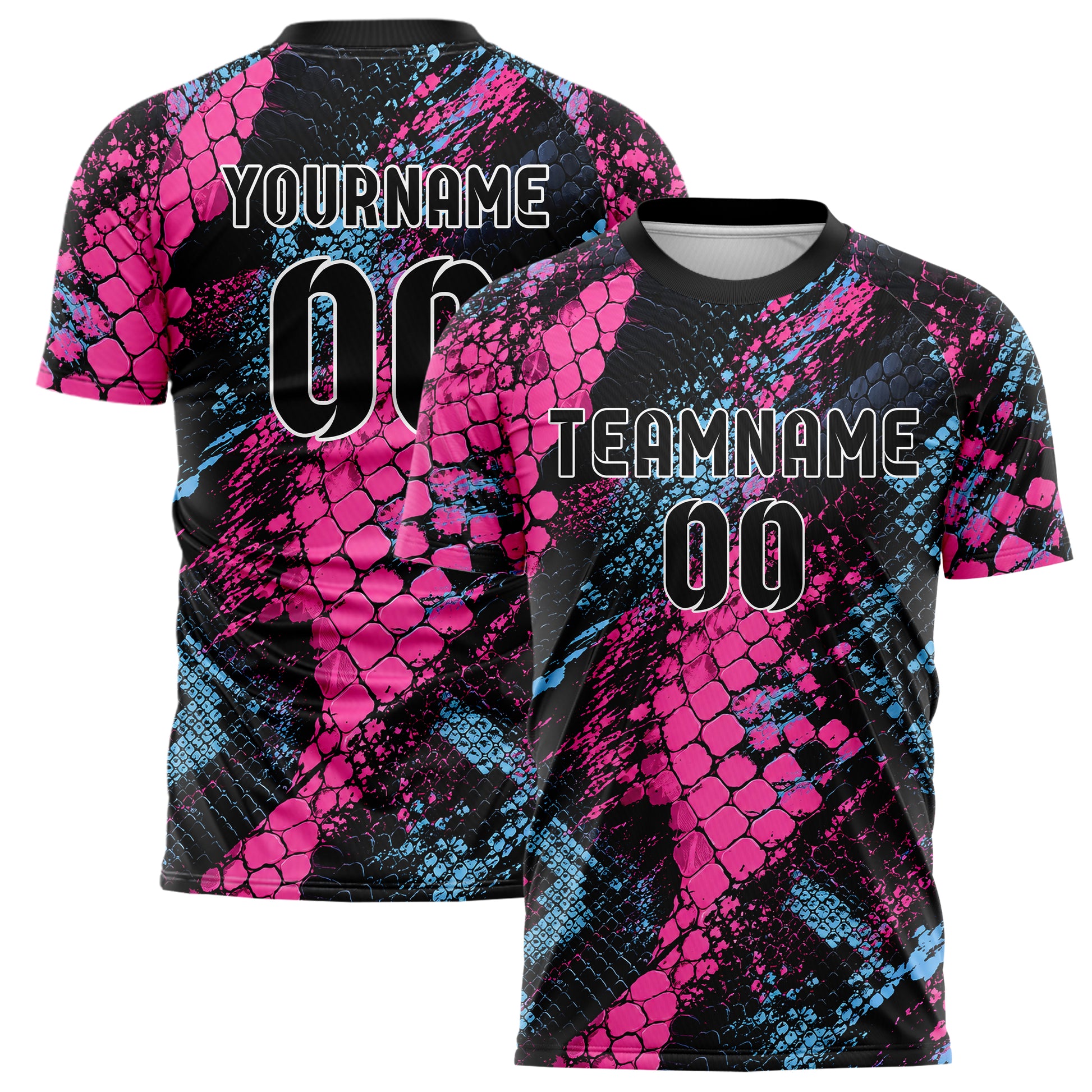 Schwarz lebendiges Animal Print Snake Scales Design 08-0020 individuelles Fußballtrikot main