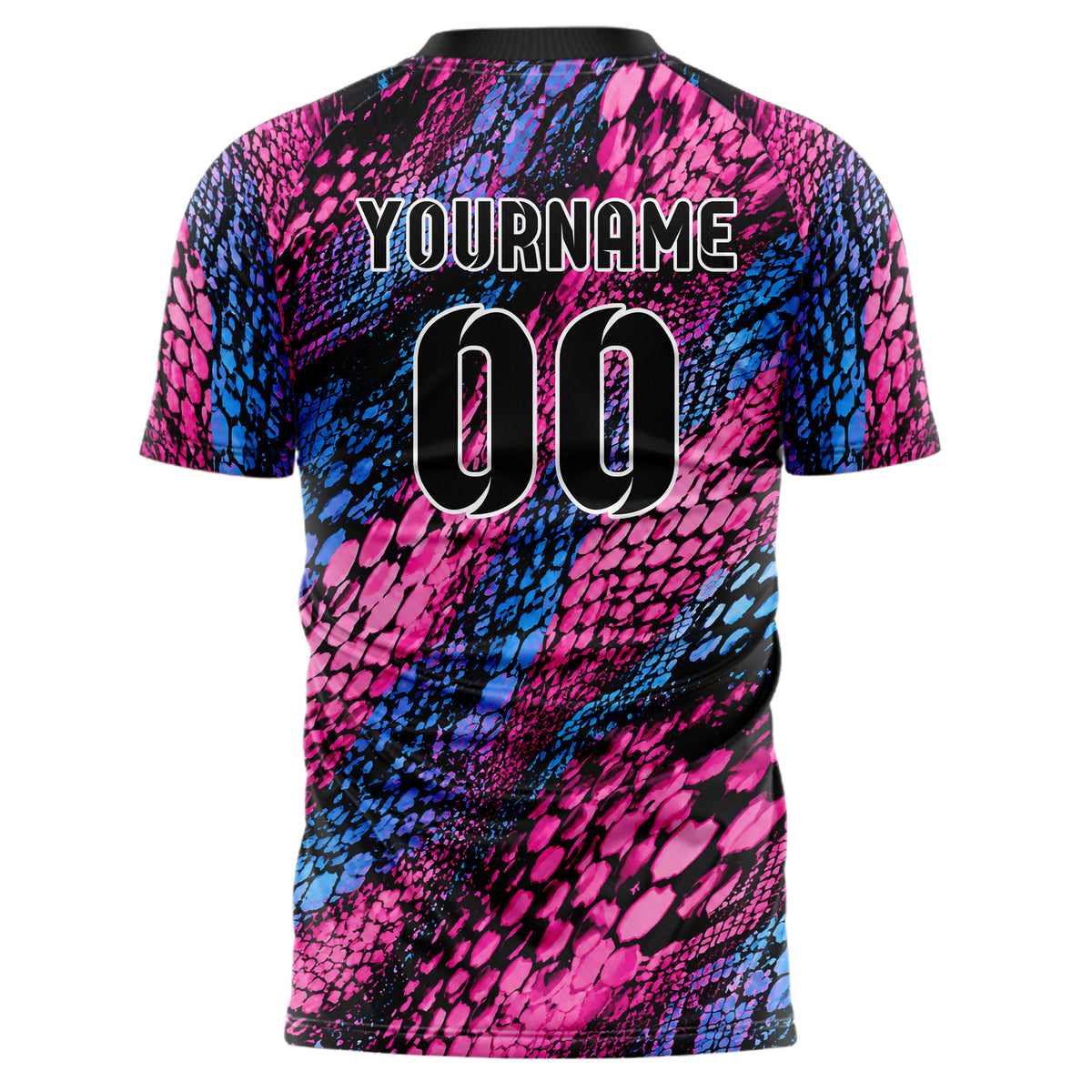 Schwarz lebendiges Animal Print Snake Scales Design 08-0032 individuelles Fußballtrikot back