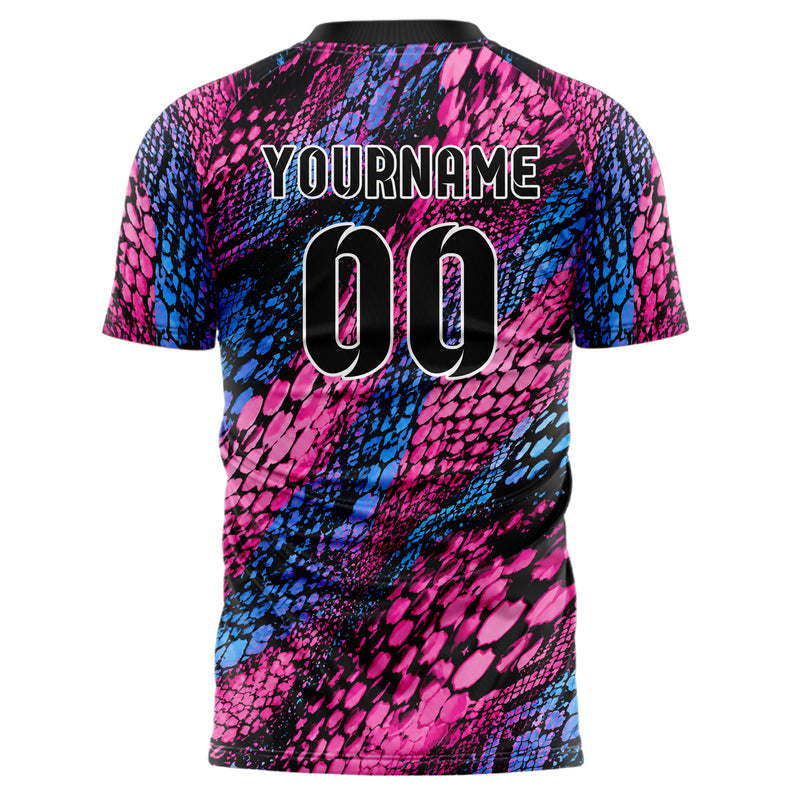 Schwarz lebendiges Animal Print Snake Scales Design 08-0032 individuelles Fußballtrikot back