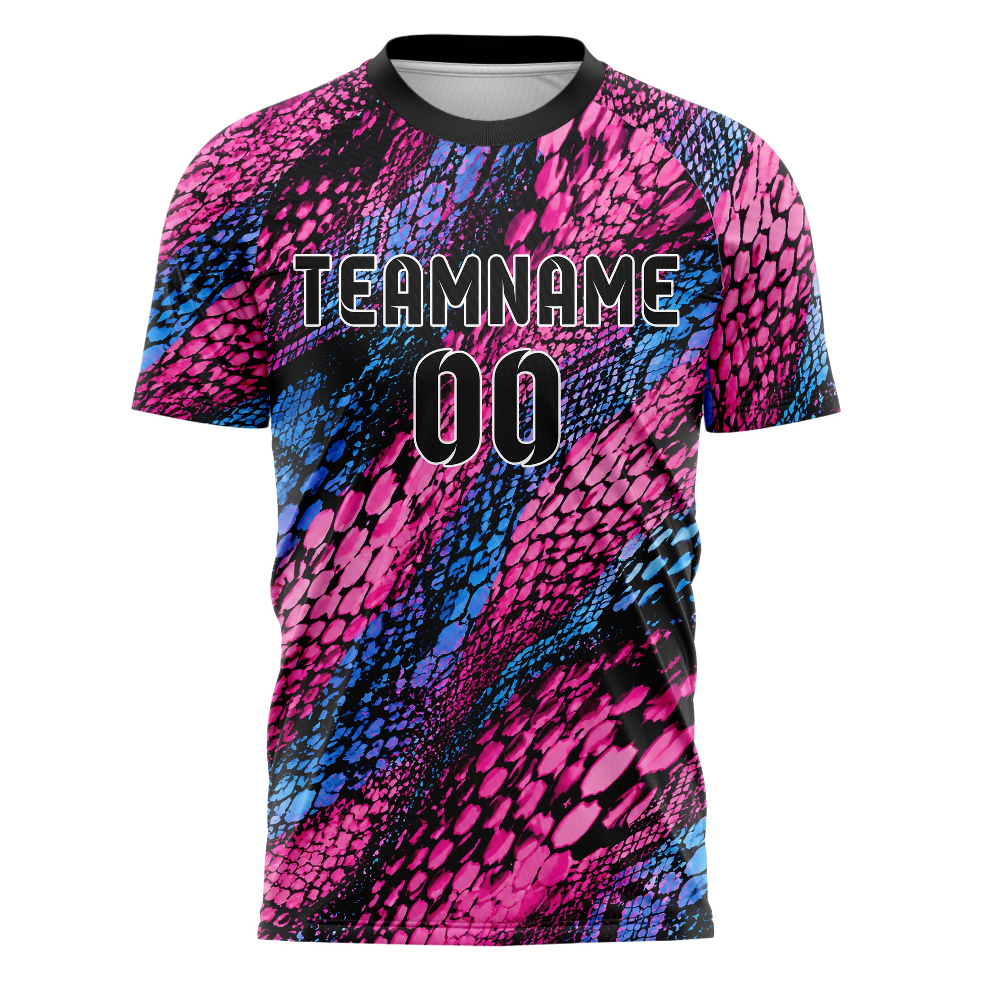 Schwarz lebendiges Animal Print Snake Scales Design 08-0032 individuelles Fußballtrikot front