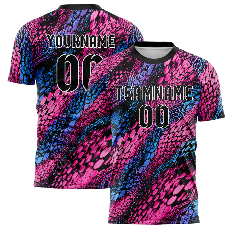 Schwarz lebendiges Animal Print Snake Scales Design 08-0032 individuelles Fußballtrikot main