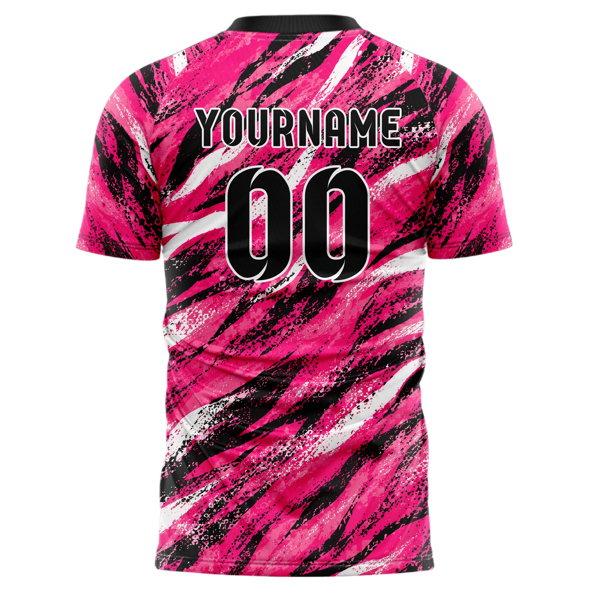 Hot Pink lebendiges Animal Print Zebra Streifen Design 08-0004 individuelles Fußballtrikot back