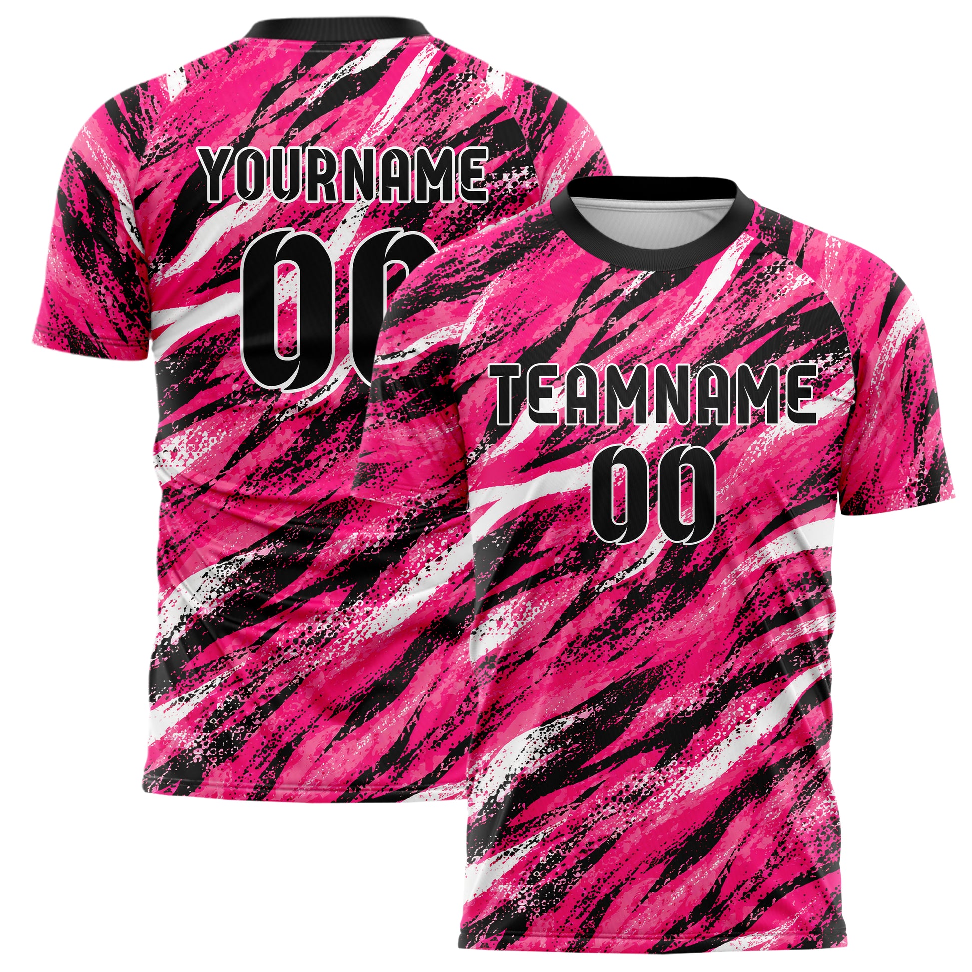Hot Pink lebendiges Animal Print Zebra Streifen Design 08-0004 individuelles Fußballtrikot main