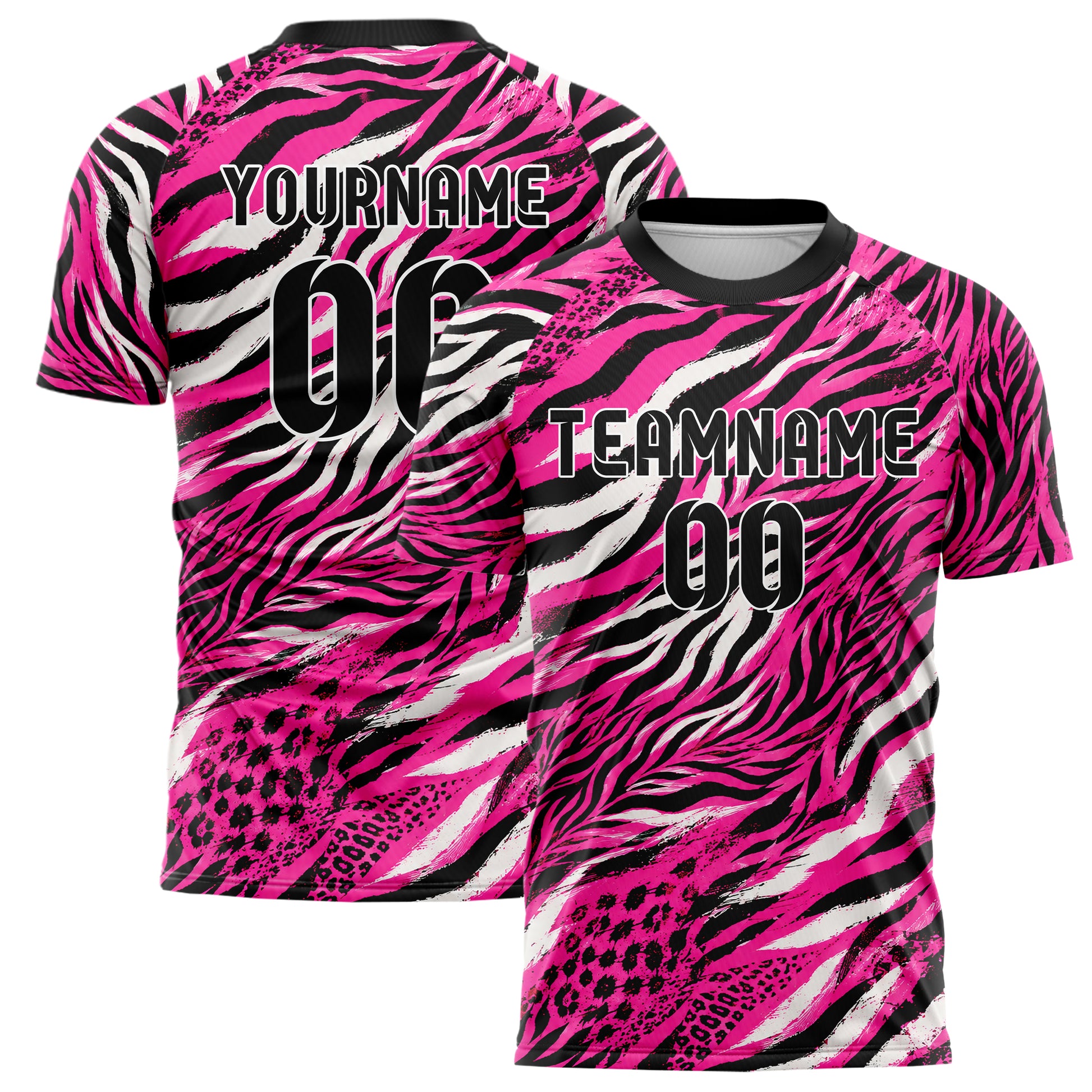 Hot Pink lebendiges Animal Print Zebra Streifen Design 08-0034 individuelles Fußballtrikot main