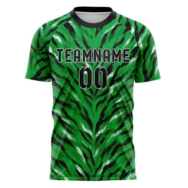 Kellygruen klassisches Animal Print Tiger Stripes Design 08-0001 individuelles Fußballtrikot front