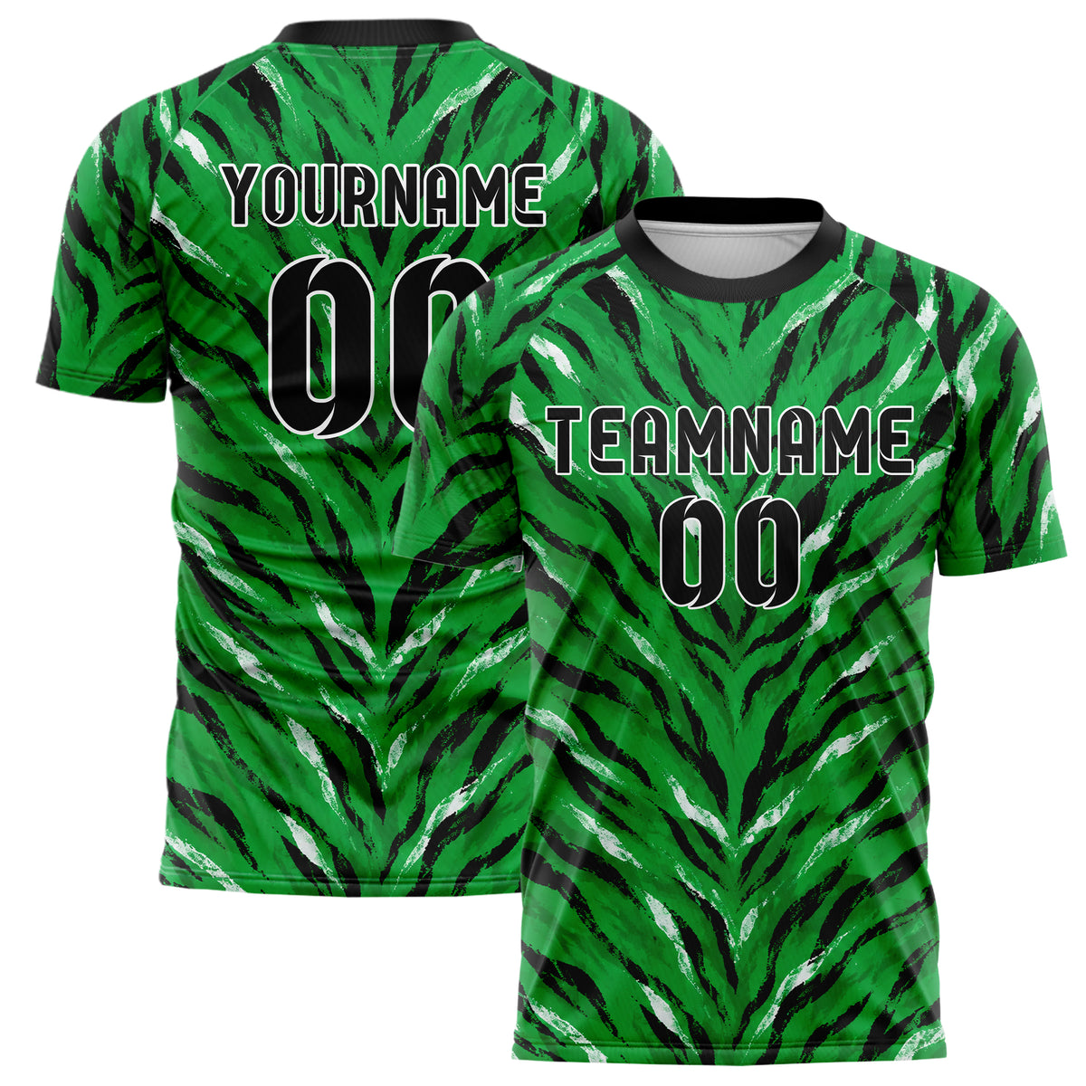 Kellygruen klassisches Animal Print Tiger Stripes Design 08-0001 individuelles Fußballtrikot main
