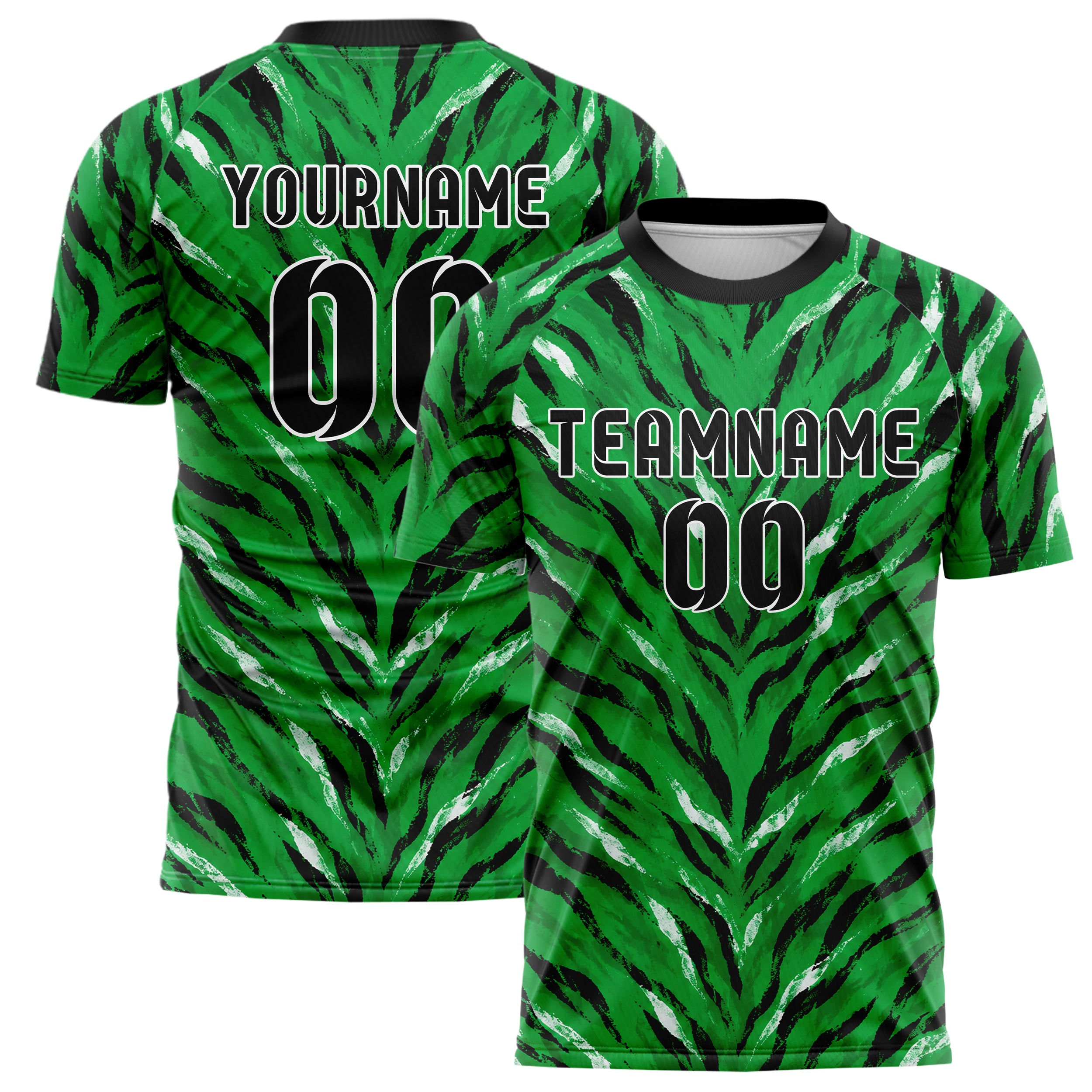 Kellygruen klassisches Animal Print Tiger Stripes Design 08-0001 individuelles Fußballtrikot main