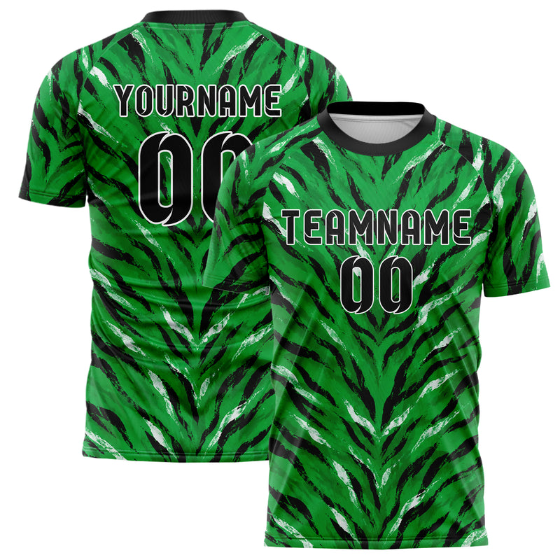 Kellygruen klassisches Animal Print Tiger Stripes Design 08-0001 individuelles Fußballtrikot main