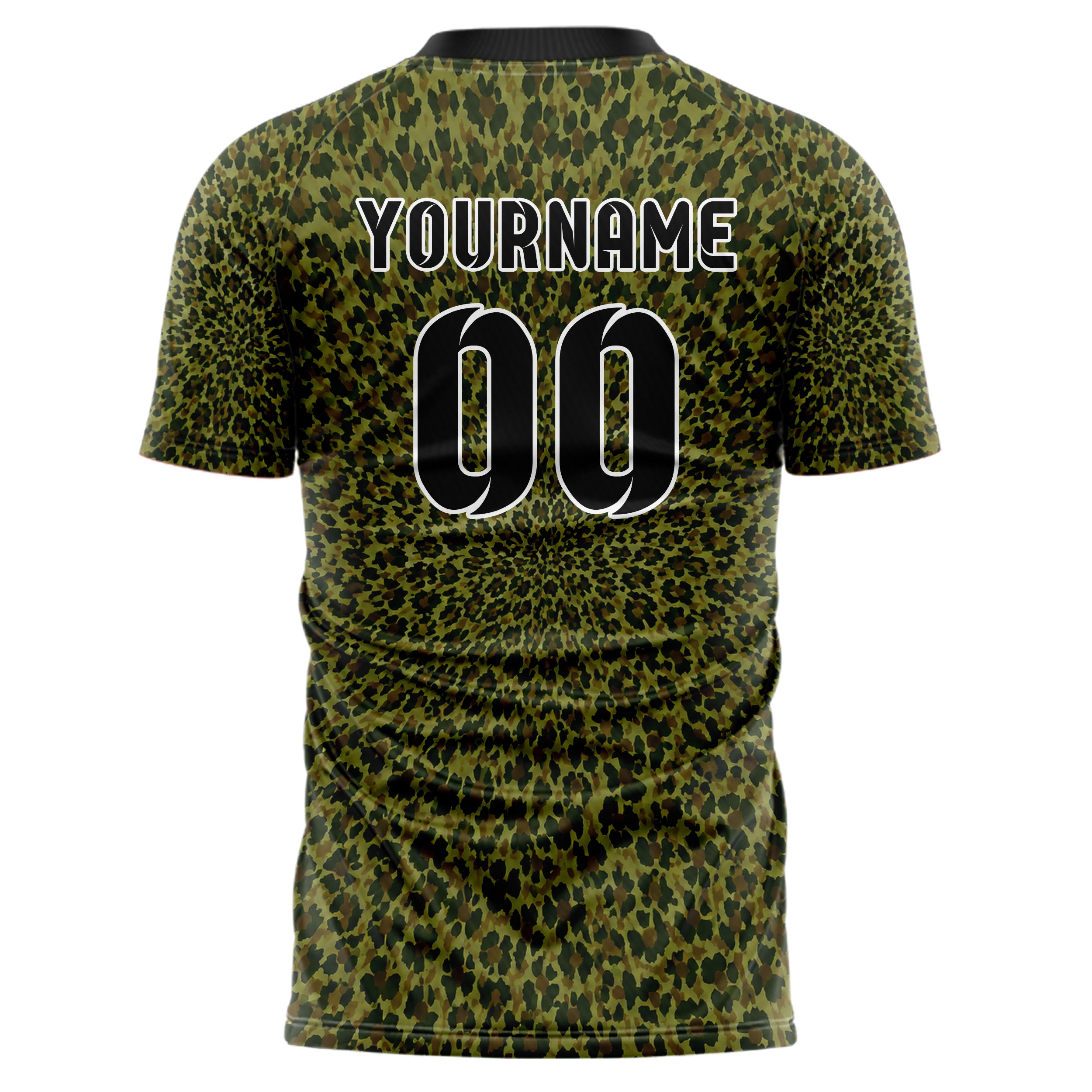 Olivgruen erdiges Animal Print Cheetah Spots Design 08-0017 individuelles Fußballtrikot back