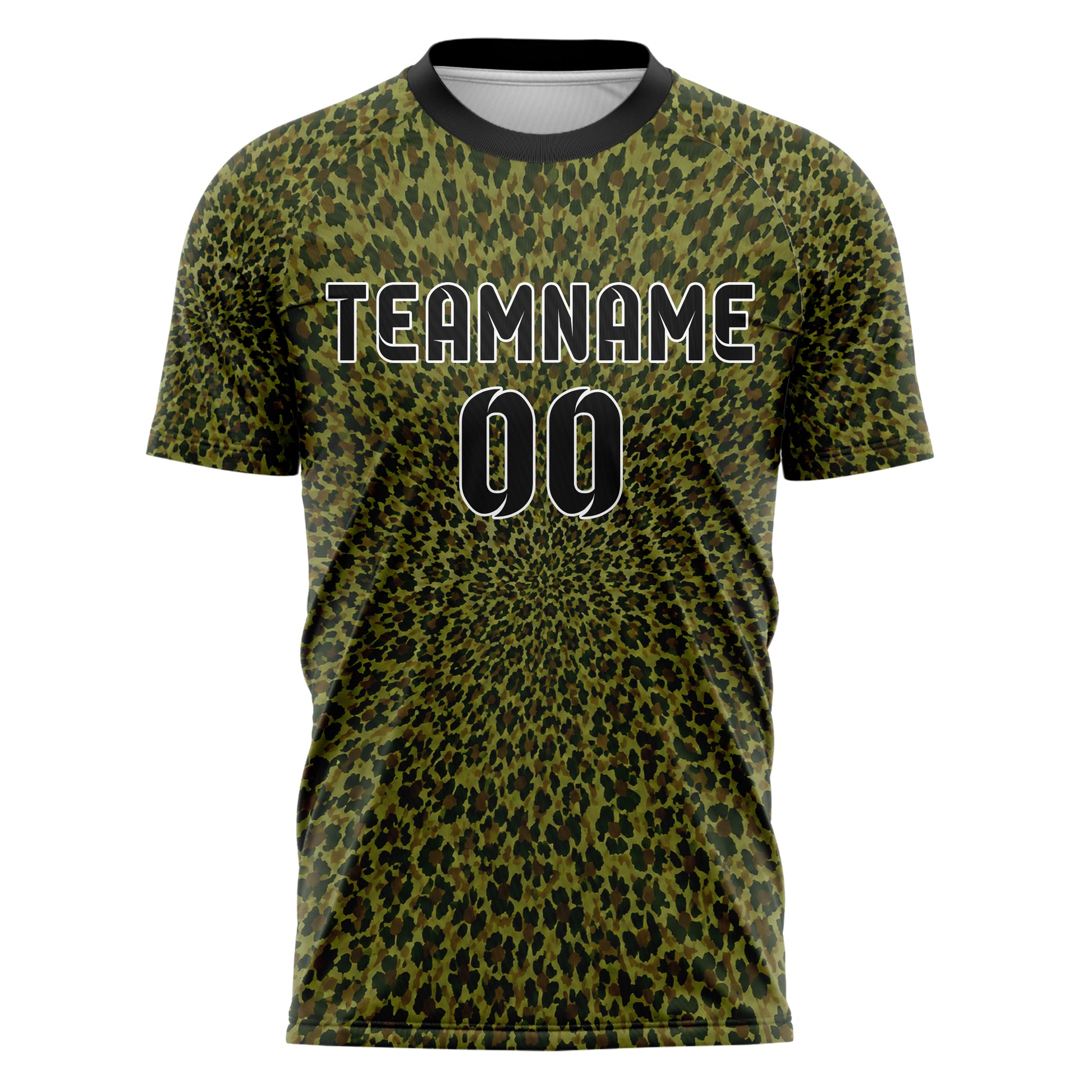 Olivgruen erdiges Animal Print Cheetah Spots Design 08-0017 individuelles Fußballtrikot front