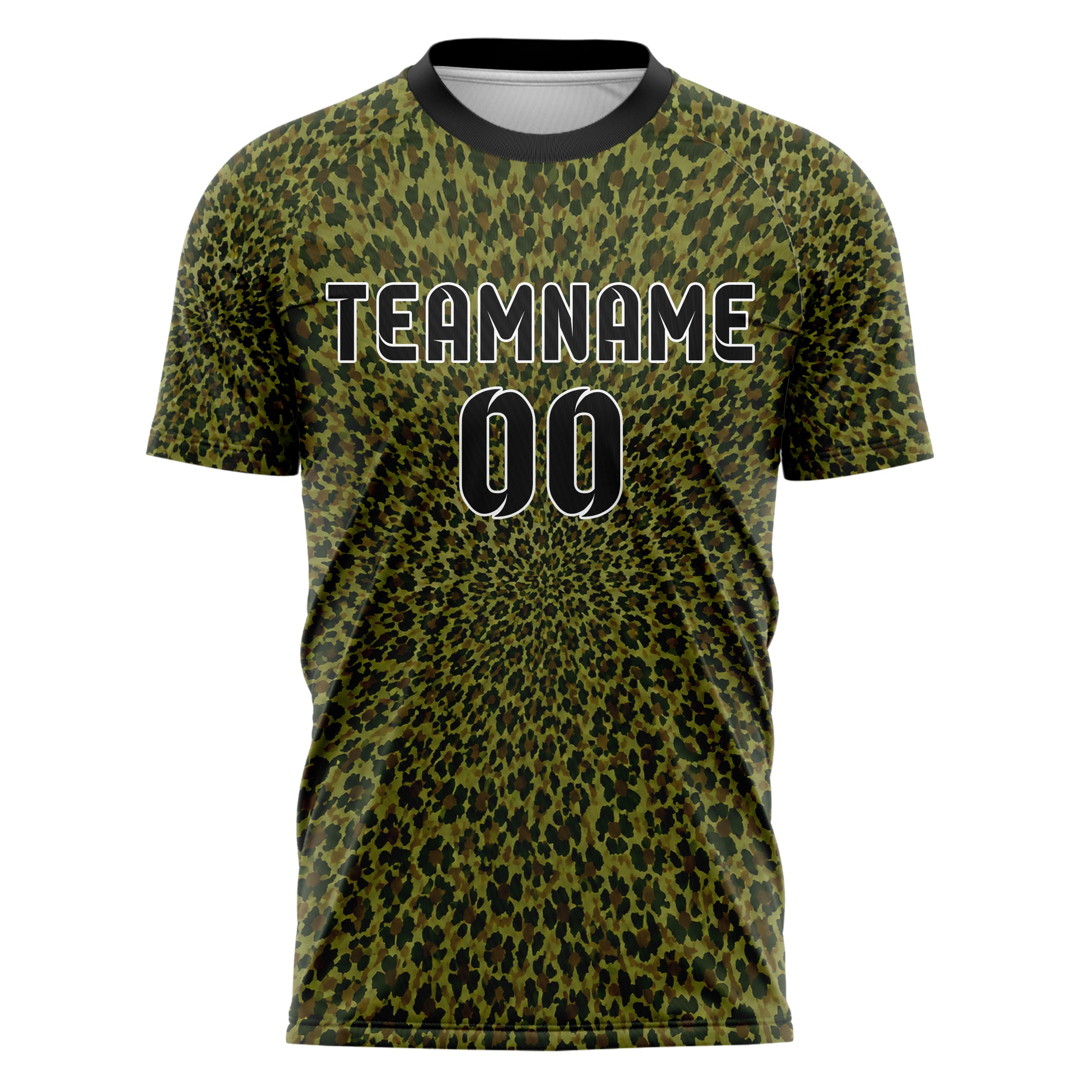 Olivgruen erdiges Animal Print Cheetah Spots Design 08-0017 individuelles Fußballtrikot front