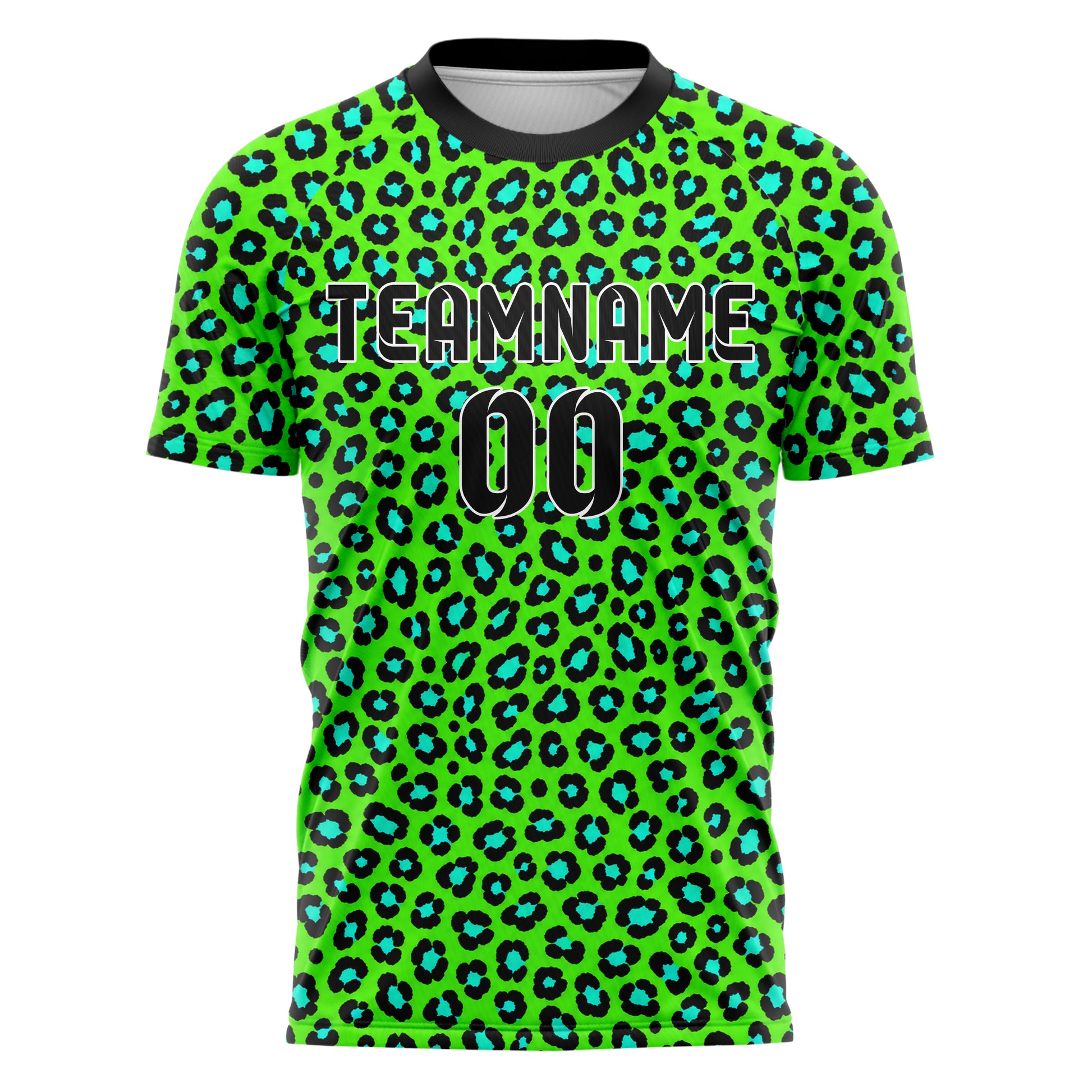 Neongruen lebendiges Animal Print Leopard Rosettes Design 08-0018 individuelles Fußballtrikot front