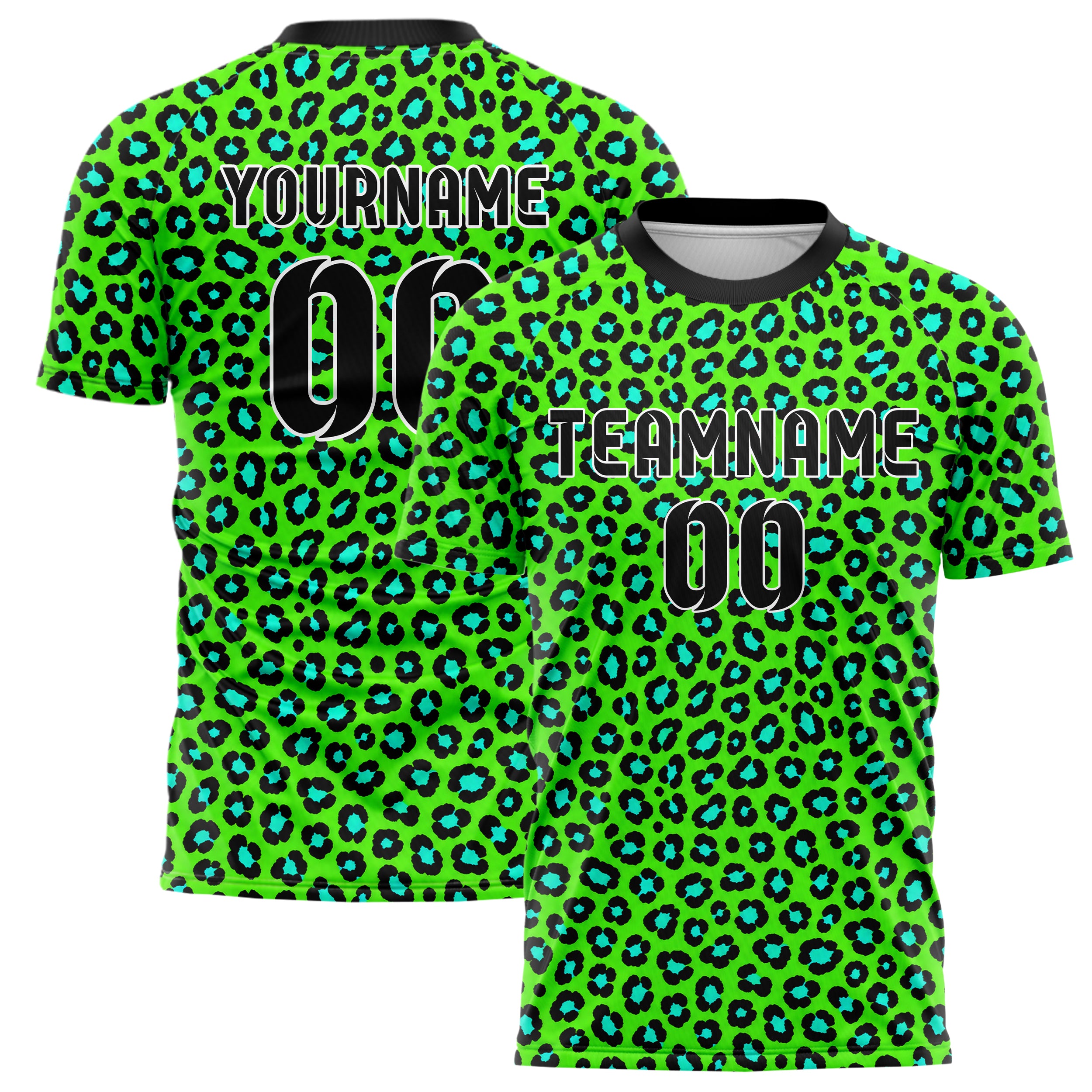 Neongruen lebendiges Animal Print Leopard Rosettes Design 08-0018 individuelles Fußballtrikot main